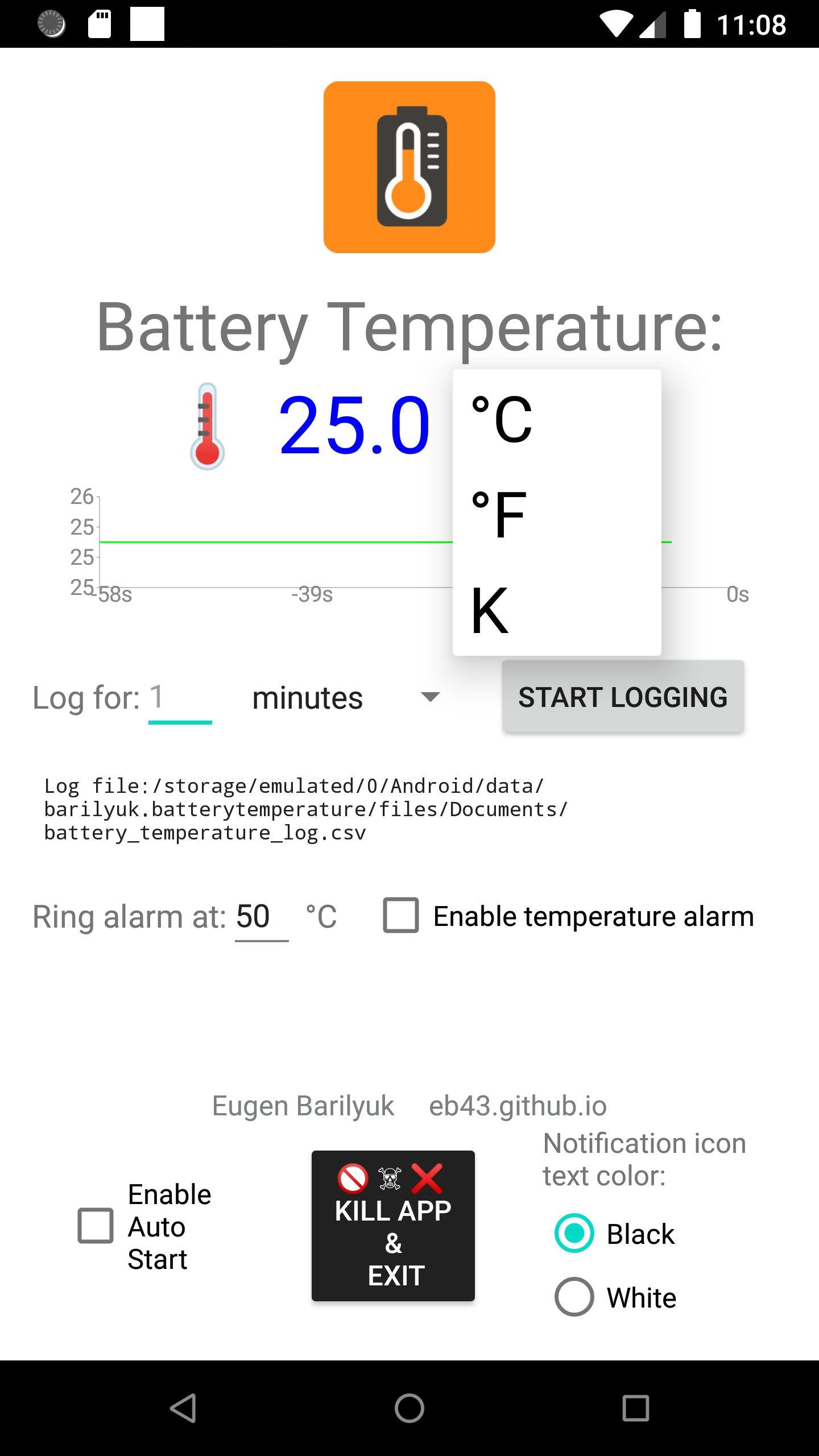 BatteryTemperatureDisplay screenshot 2