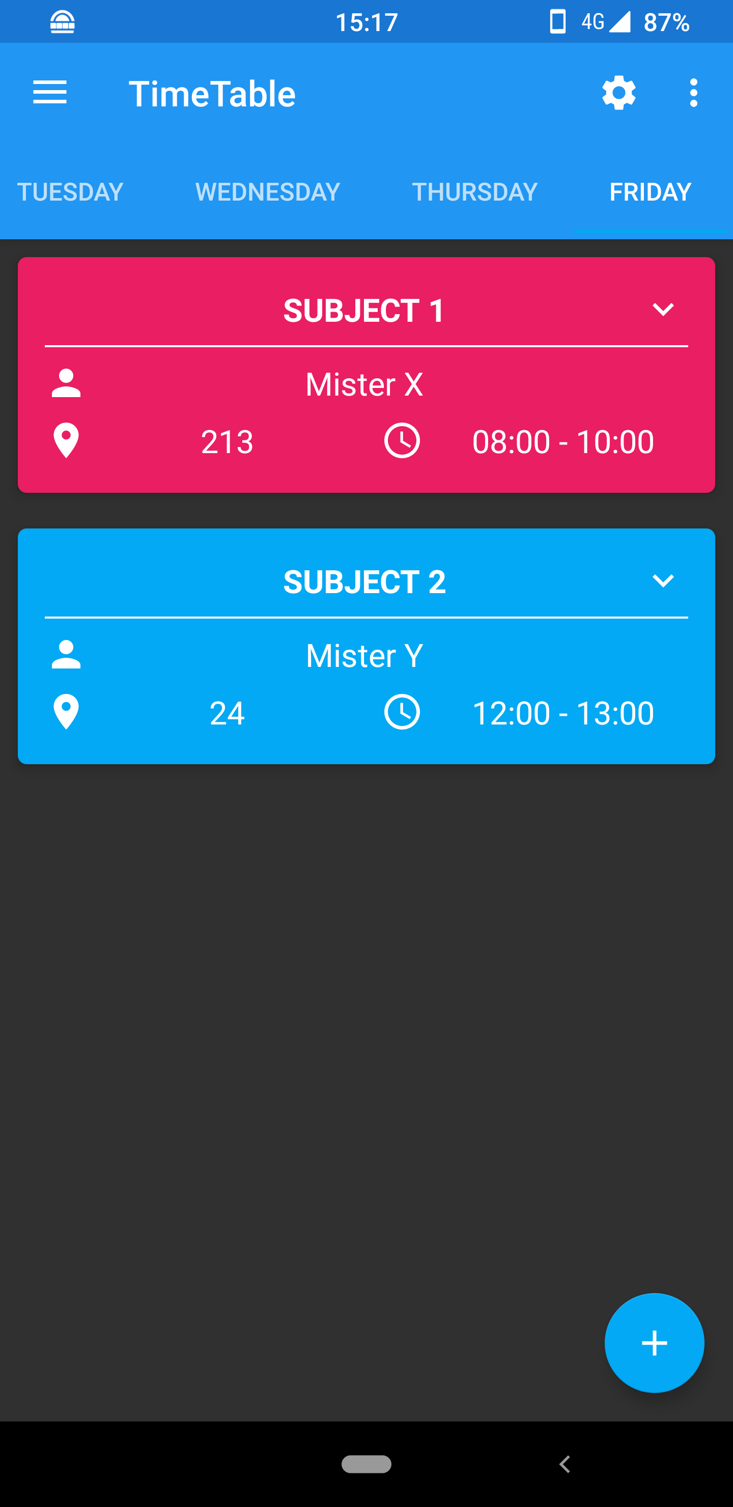 Timetable screenshot 1