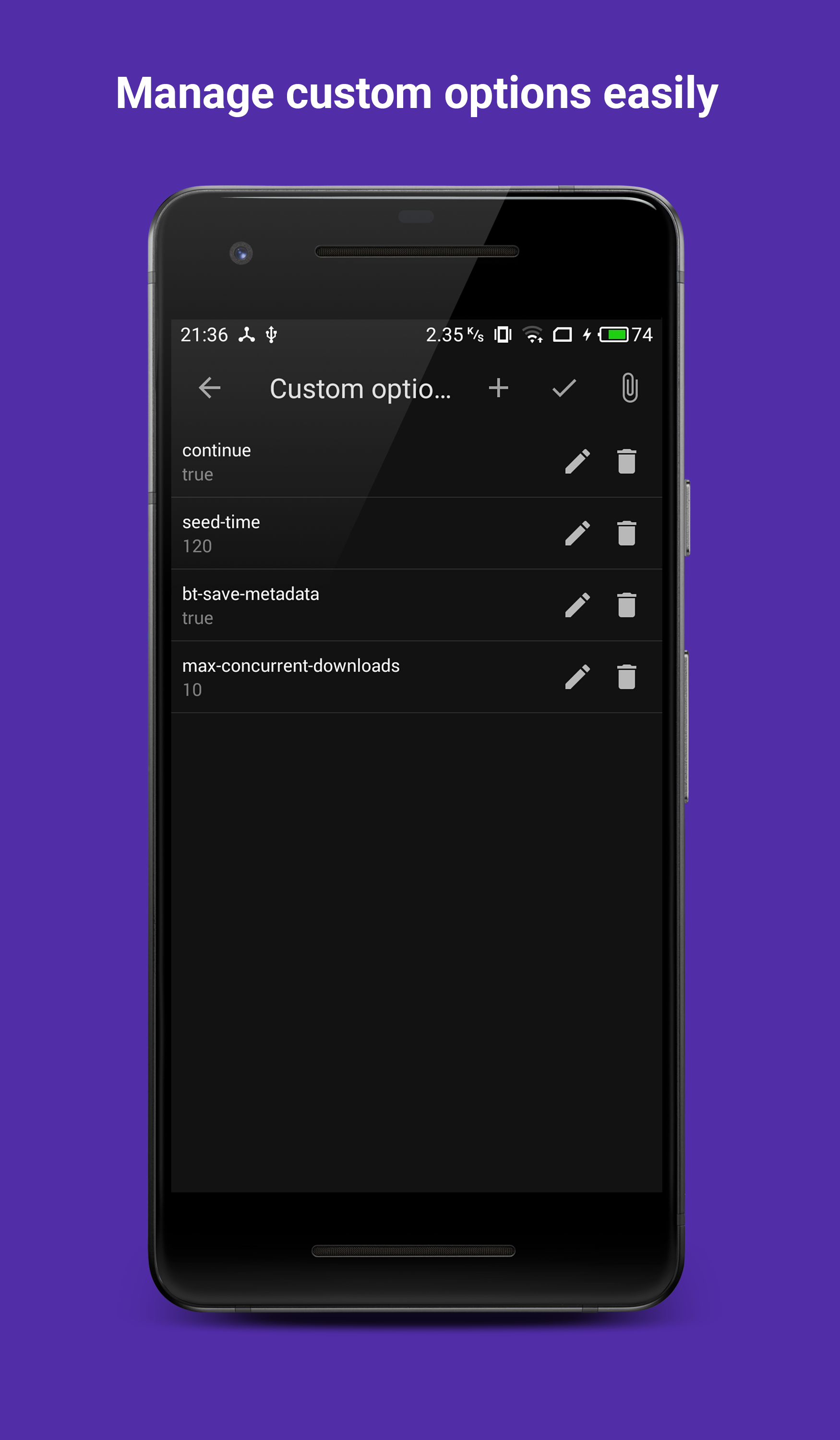 Aria2Android screenshot 2