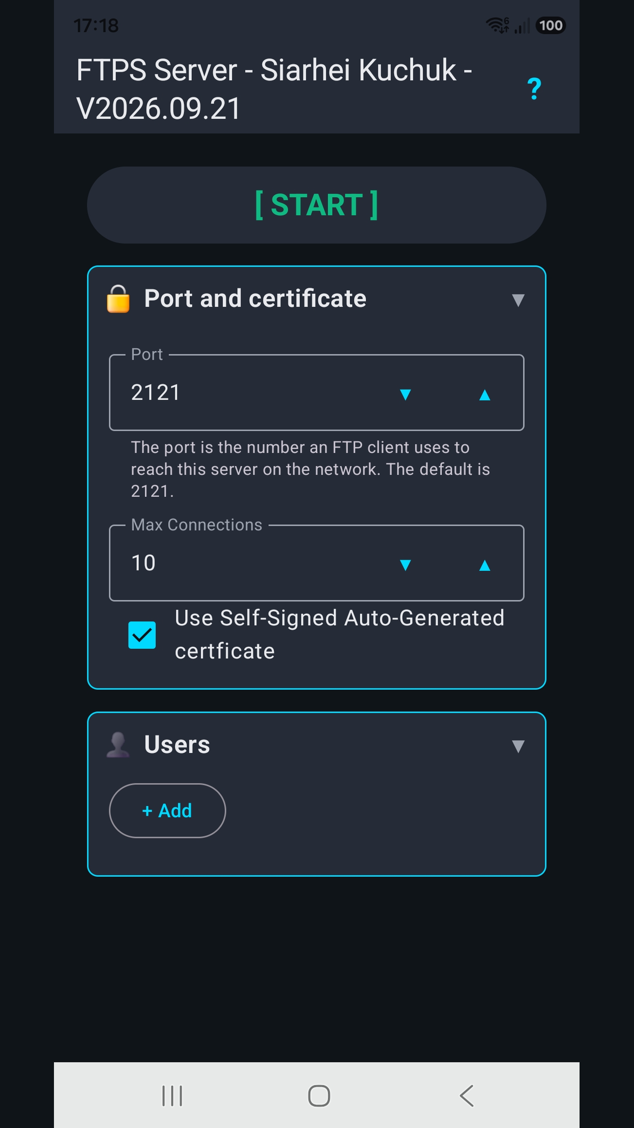 FTPS Server screenshot 1