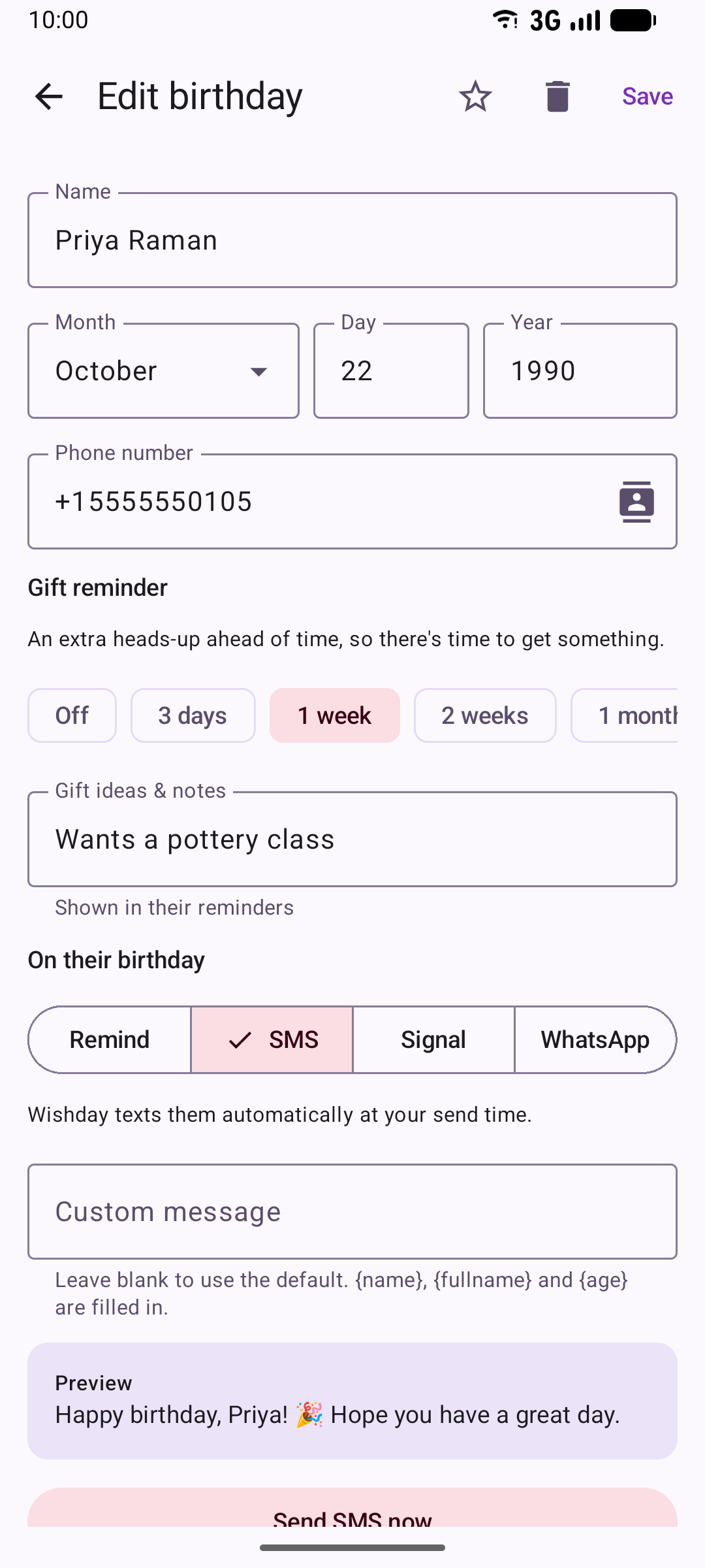 Wishday screenshot 2