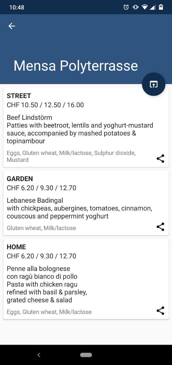 ETH & UZH mensa Zürich screenshot 2