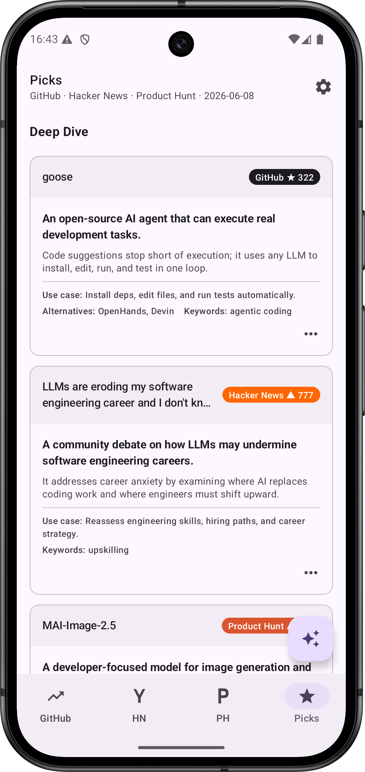GitHub Trending & Hacker News screenshot 3