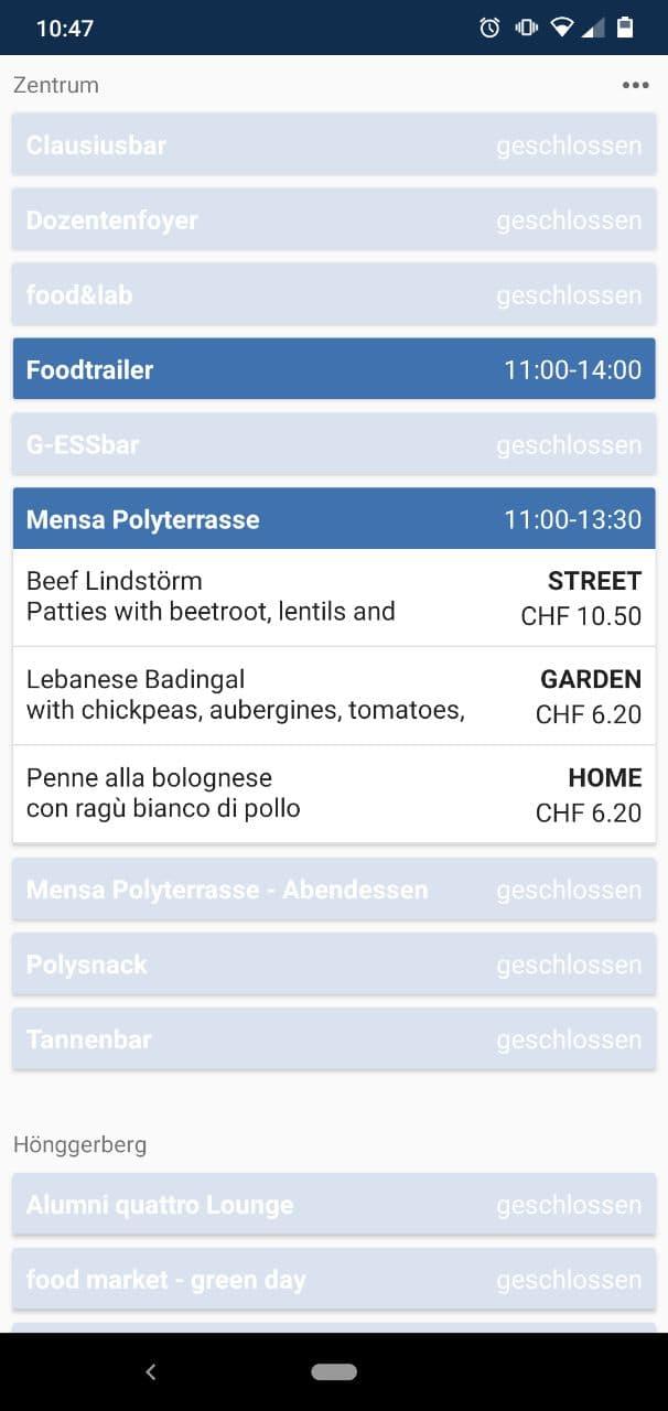 ETH & UZH mensa Zürich screenshot 1