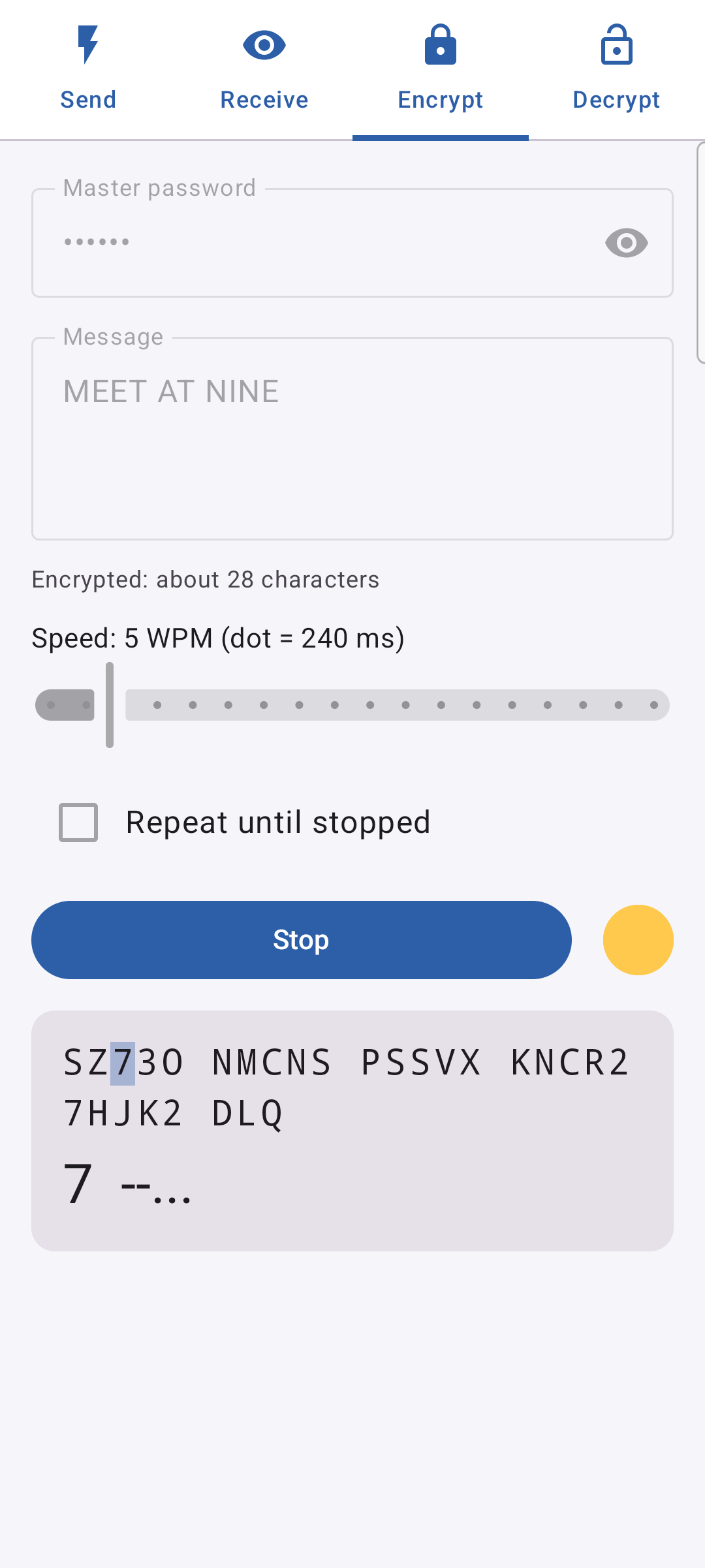 MorseLightCrypt screenshot 3