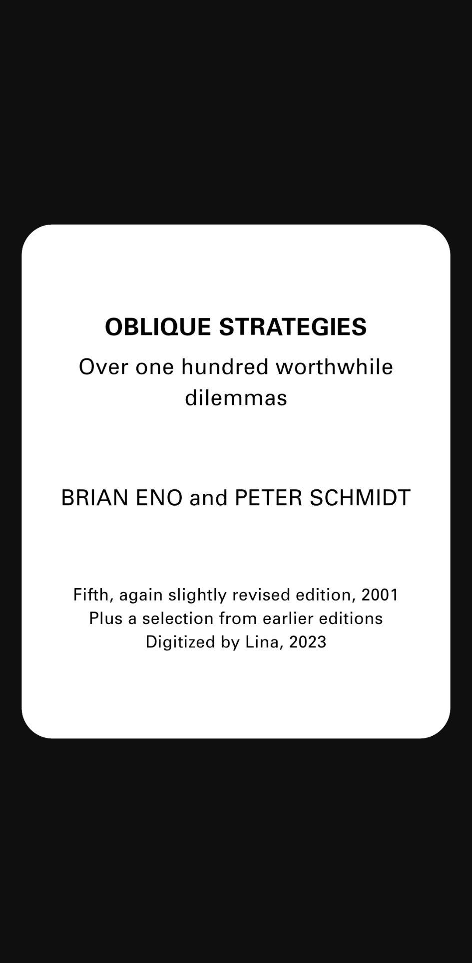 Oblique Strategies screenshot 1