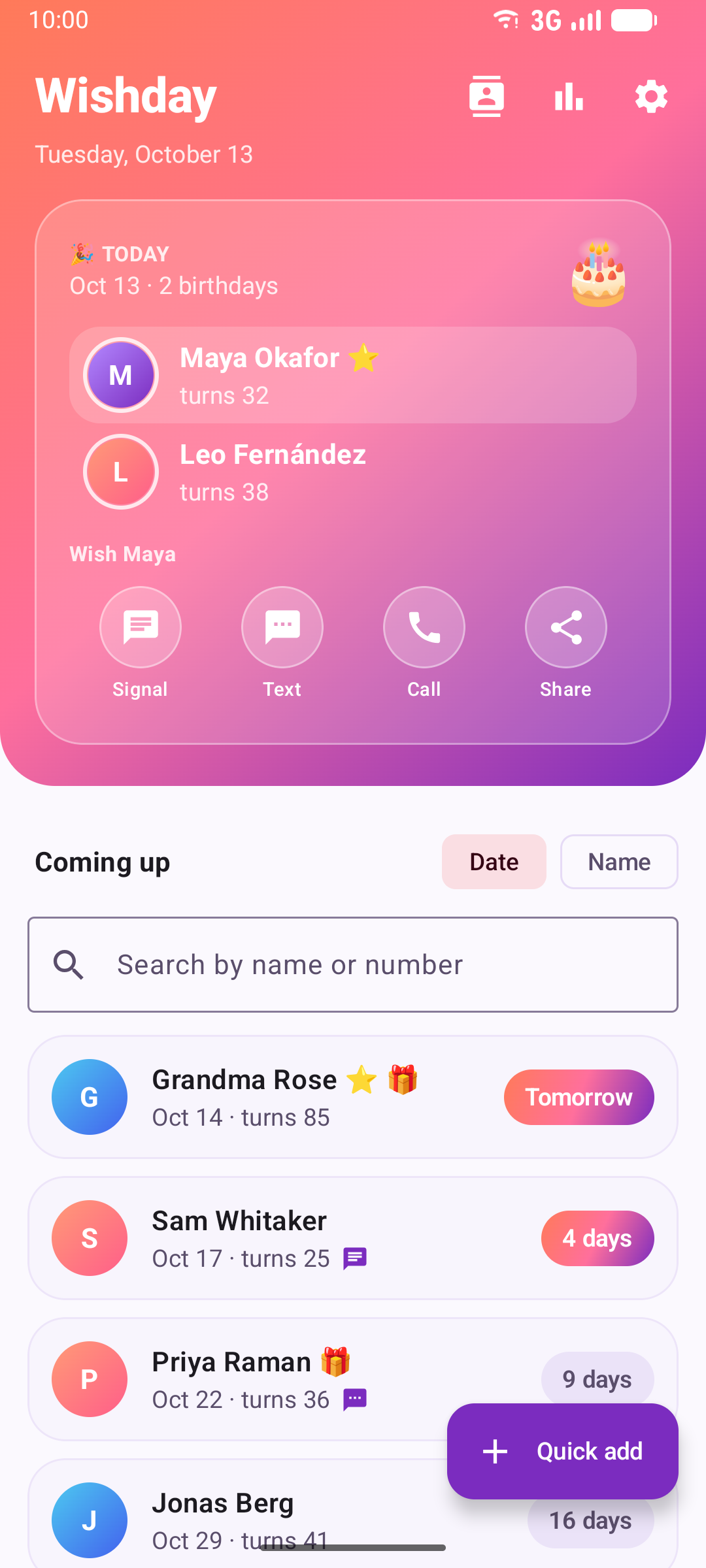 Wishday screenshot 1