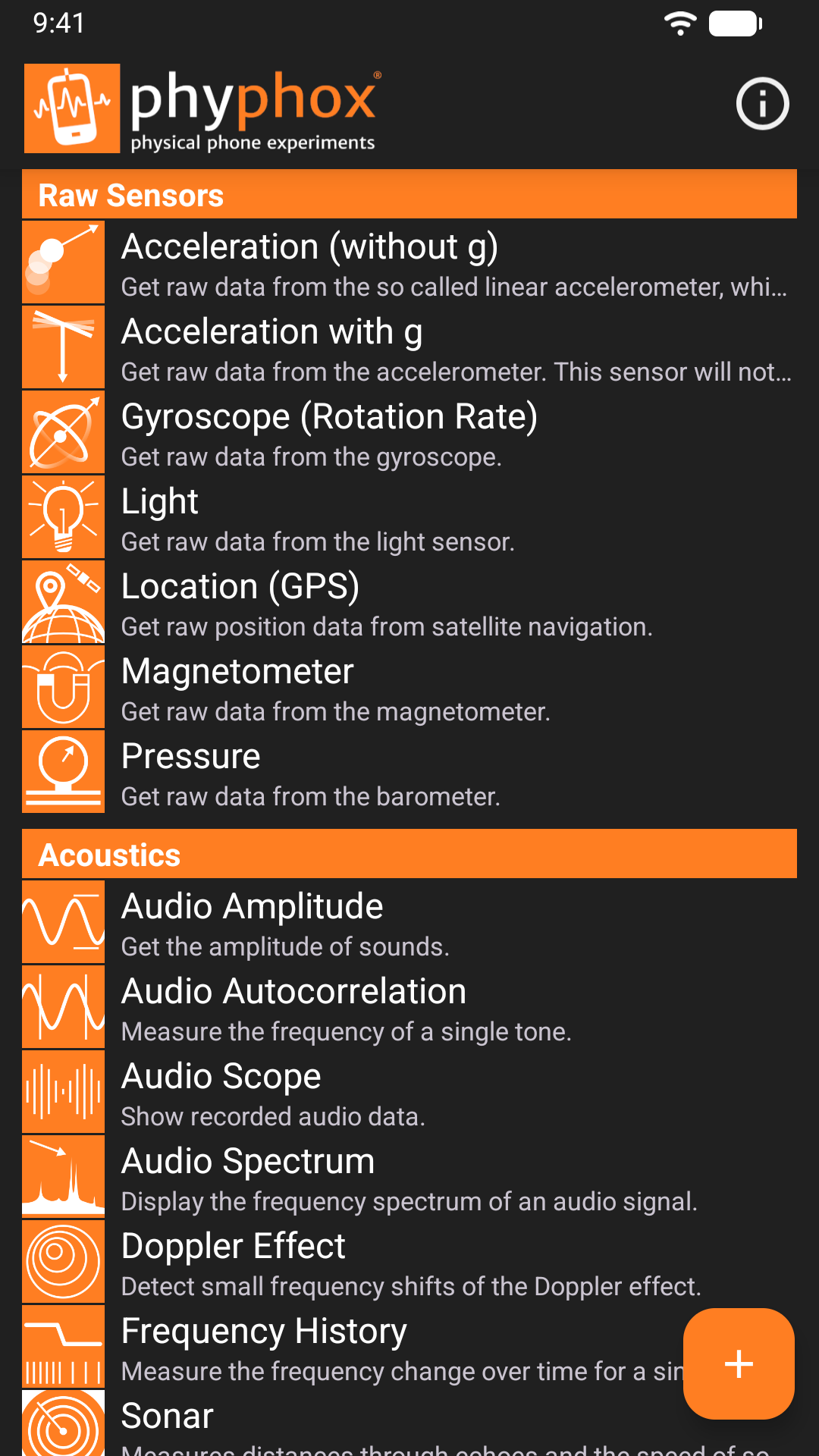 phyphox screenshot 1