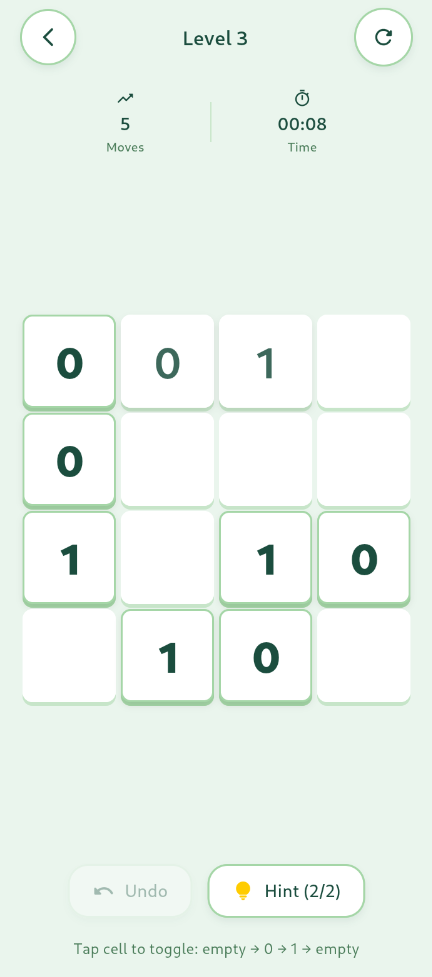 Binary Puzzle screenshot 2