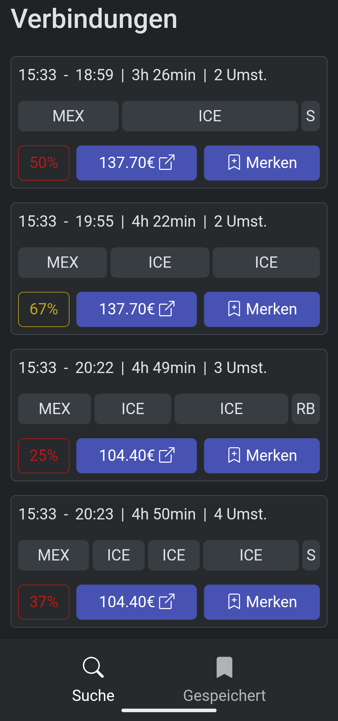 Bahn-Vorhersage screenshot 2
