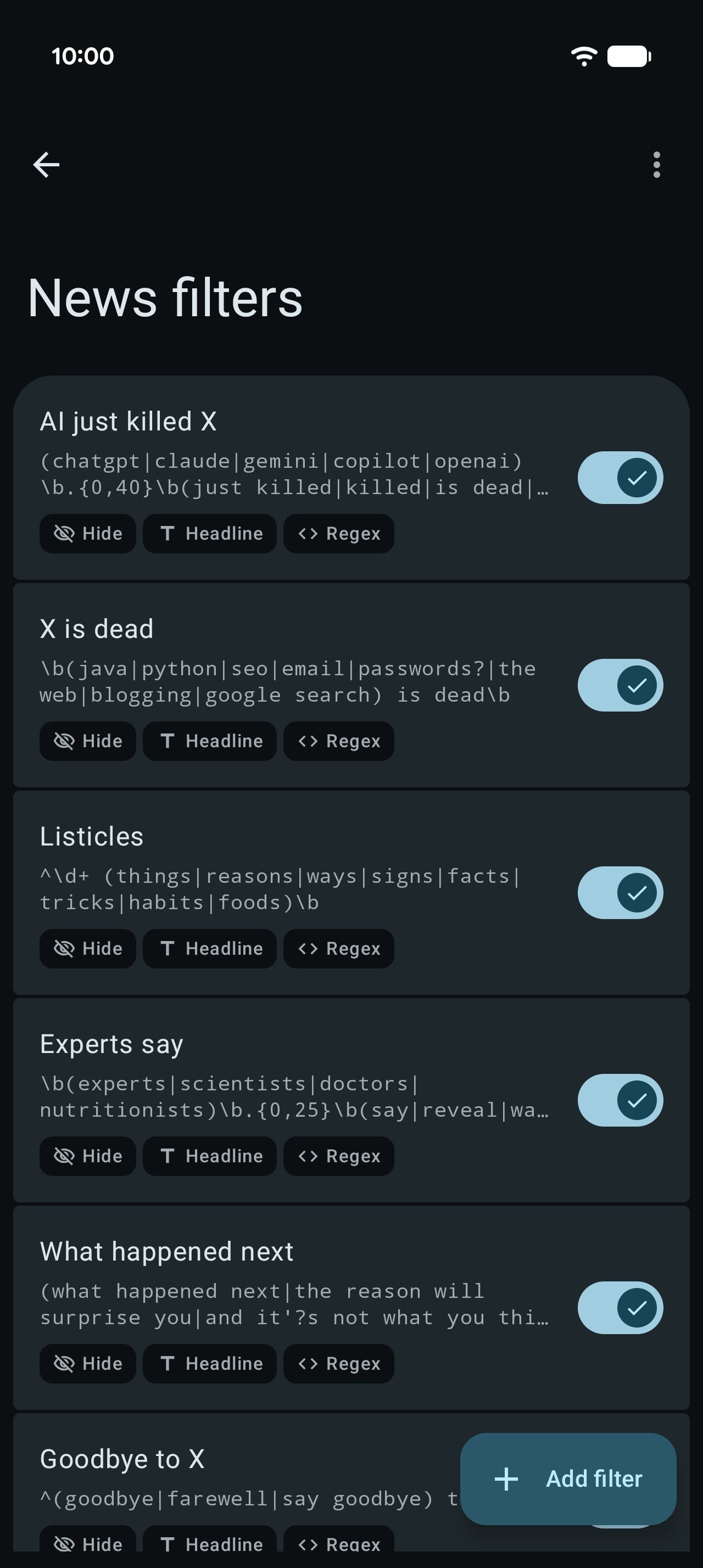 Discover Feed Filter screenshot 5