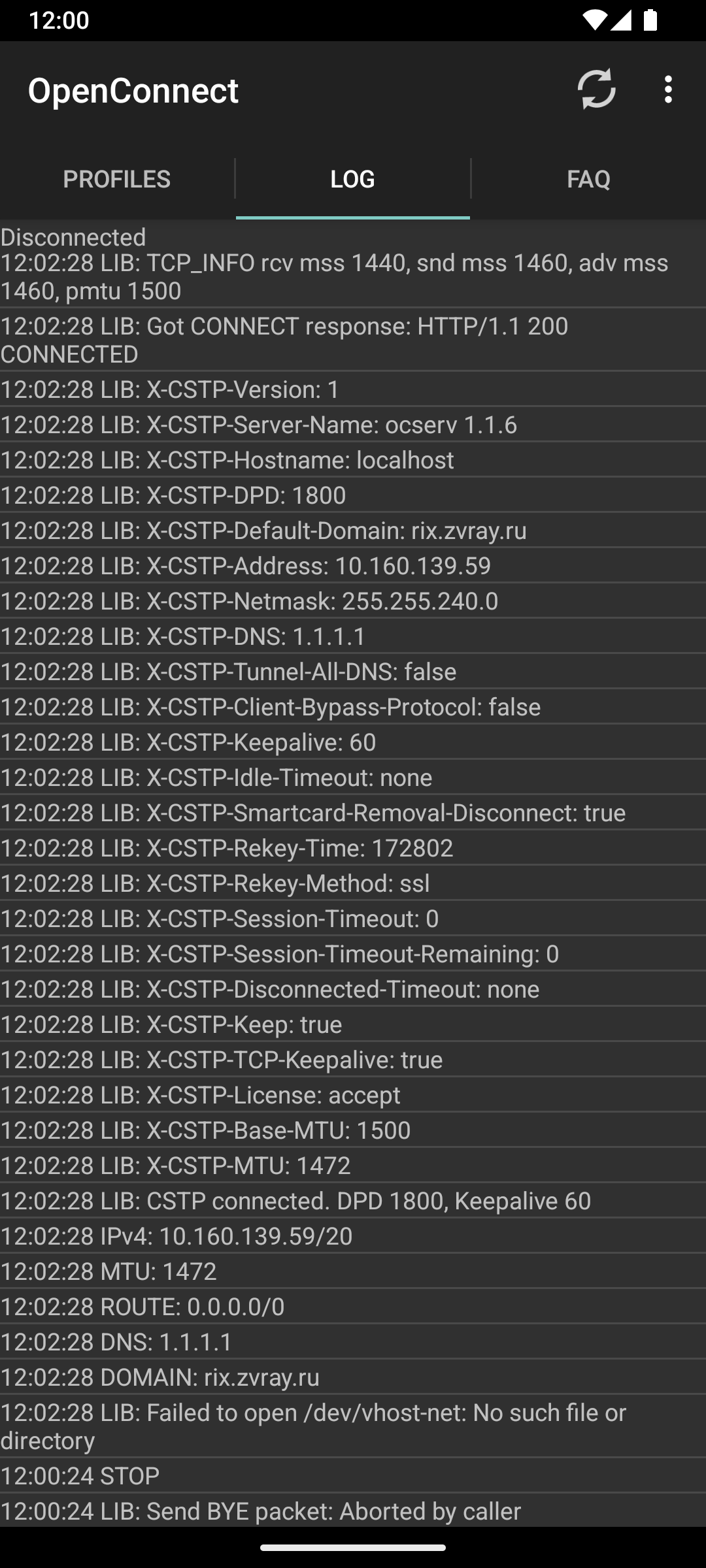 OpenConnect screenshot 2