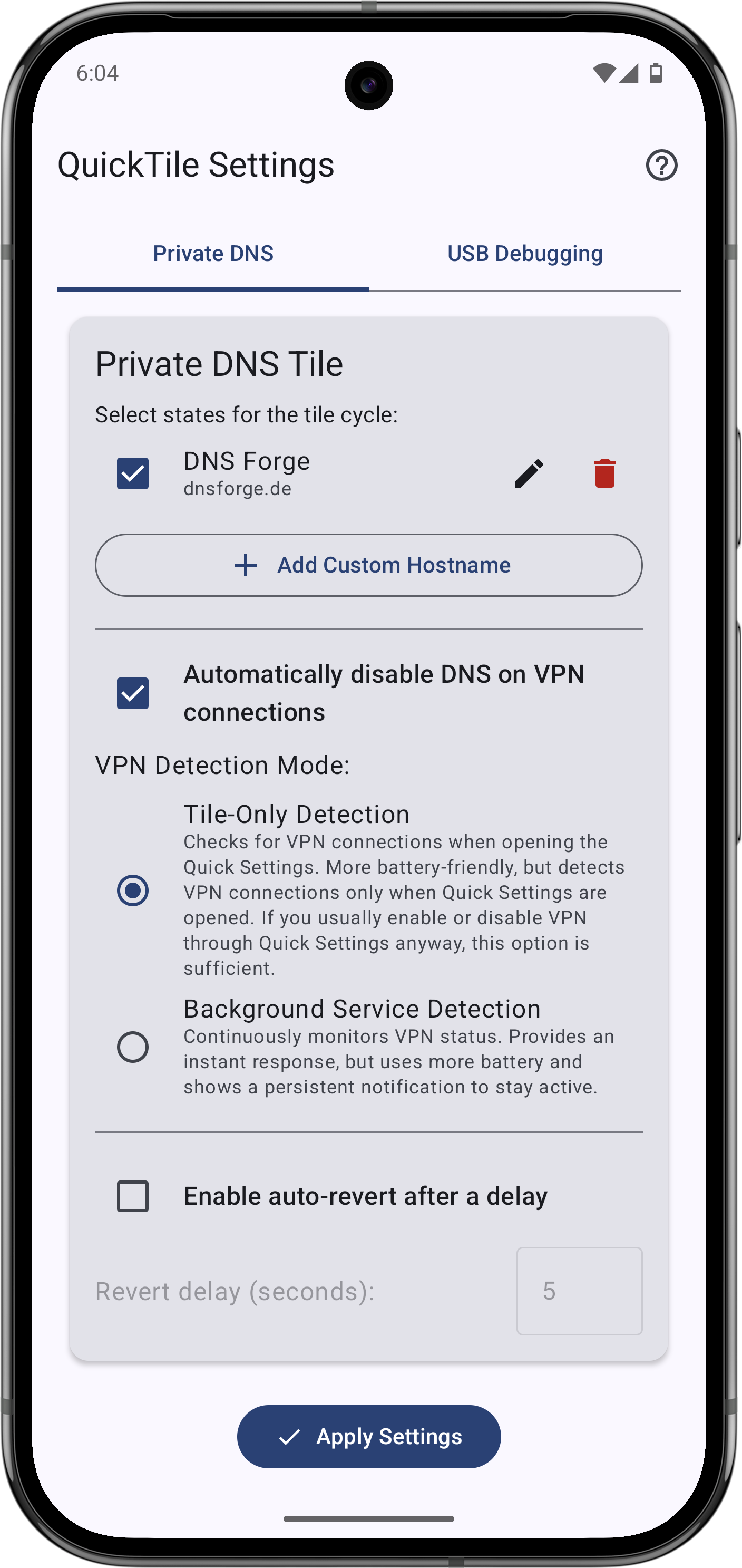 QuickTile Settings screenshot 2