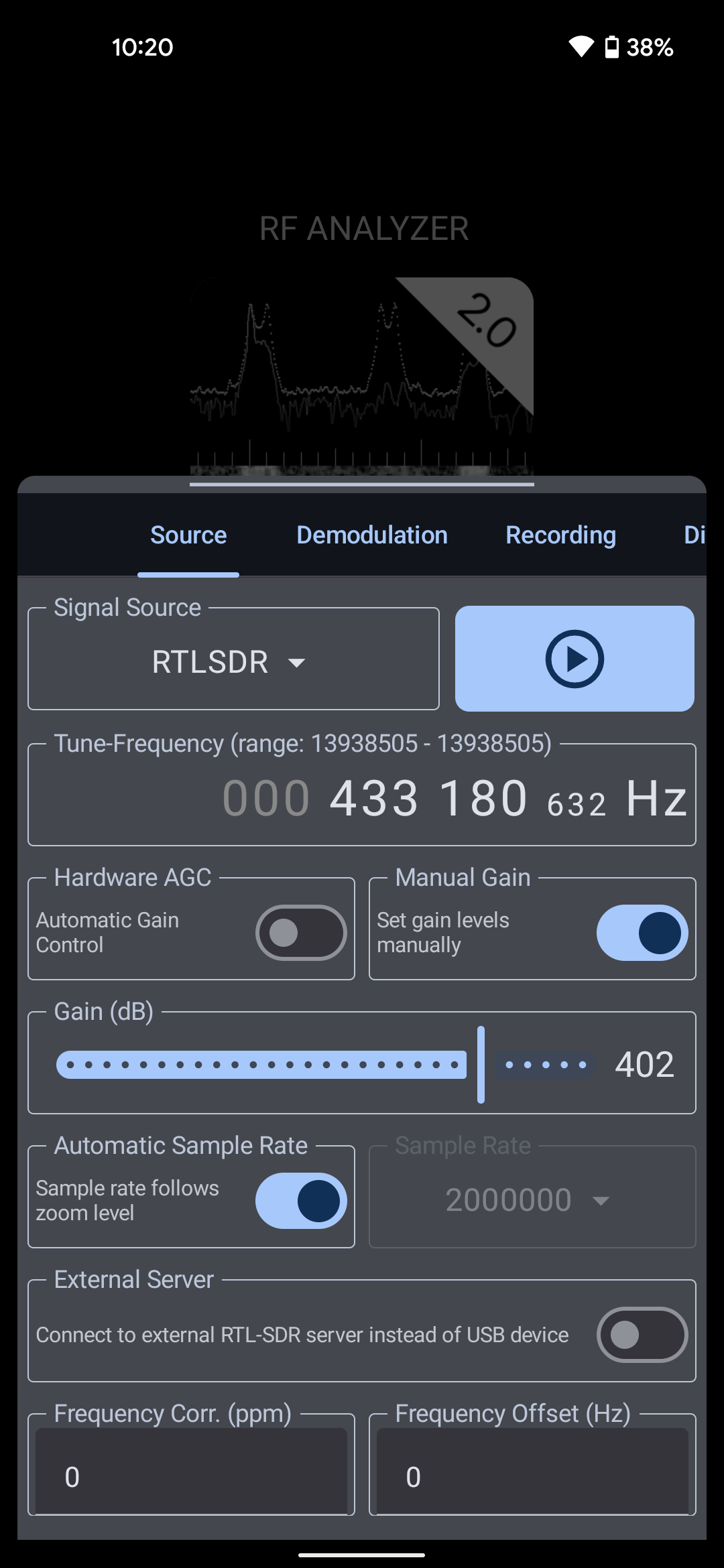 RF Analyzer (FOSS) screenshot 2
