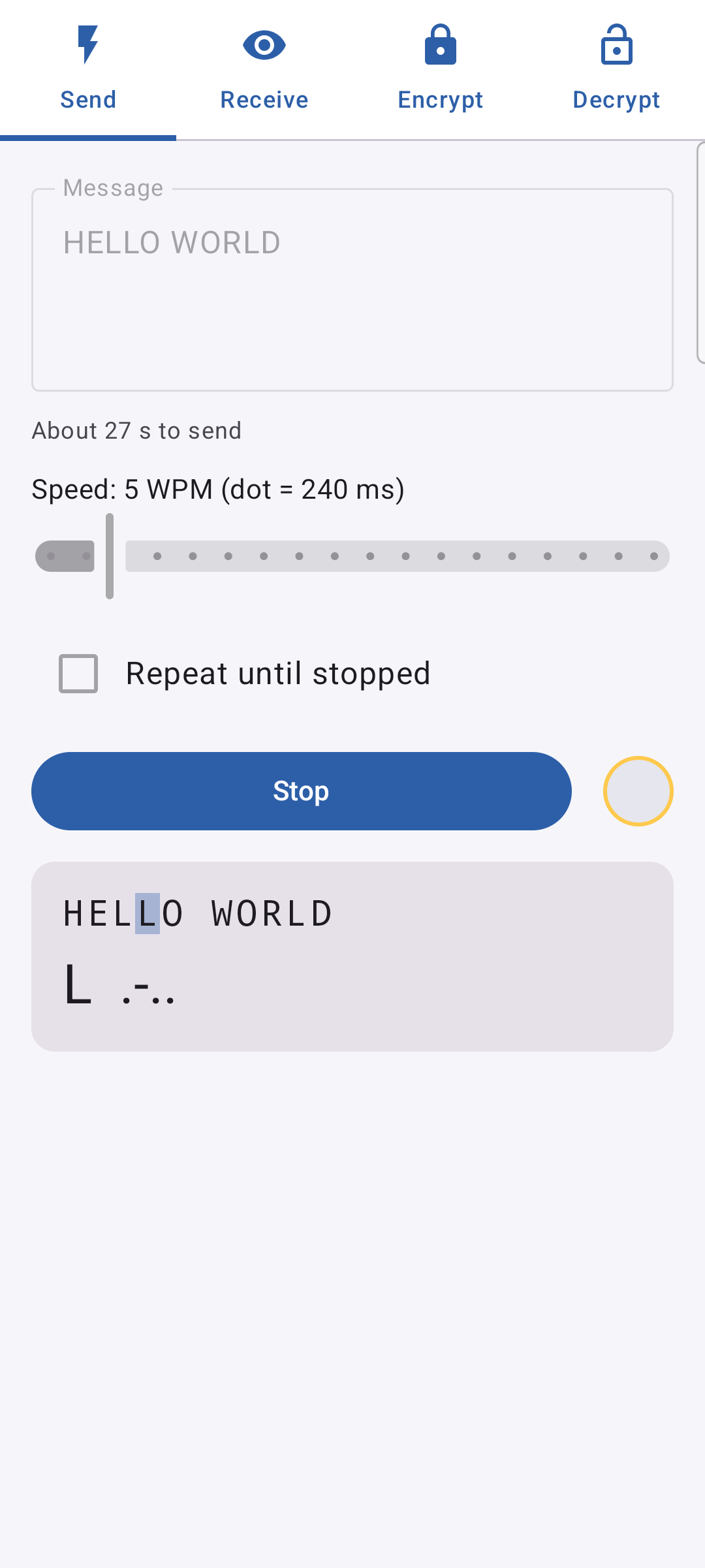MorseLightCrypt screenshot 1