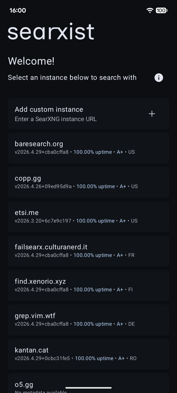 searxist screenshot 1