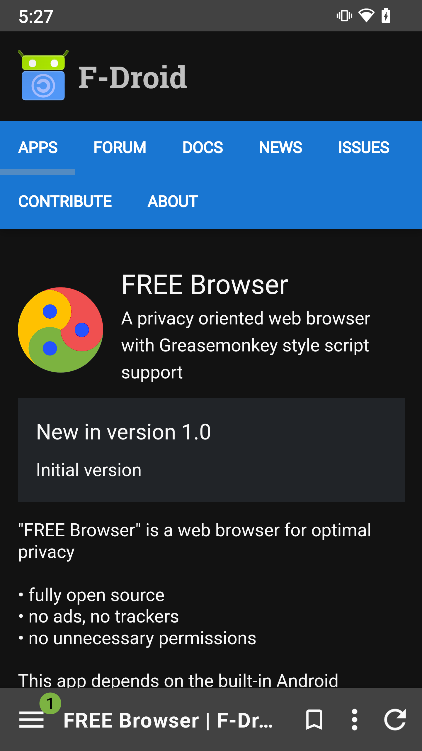FREE Browser screenshot 1