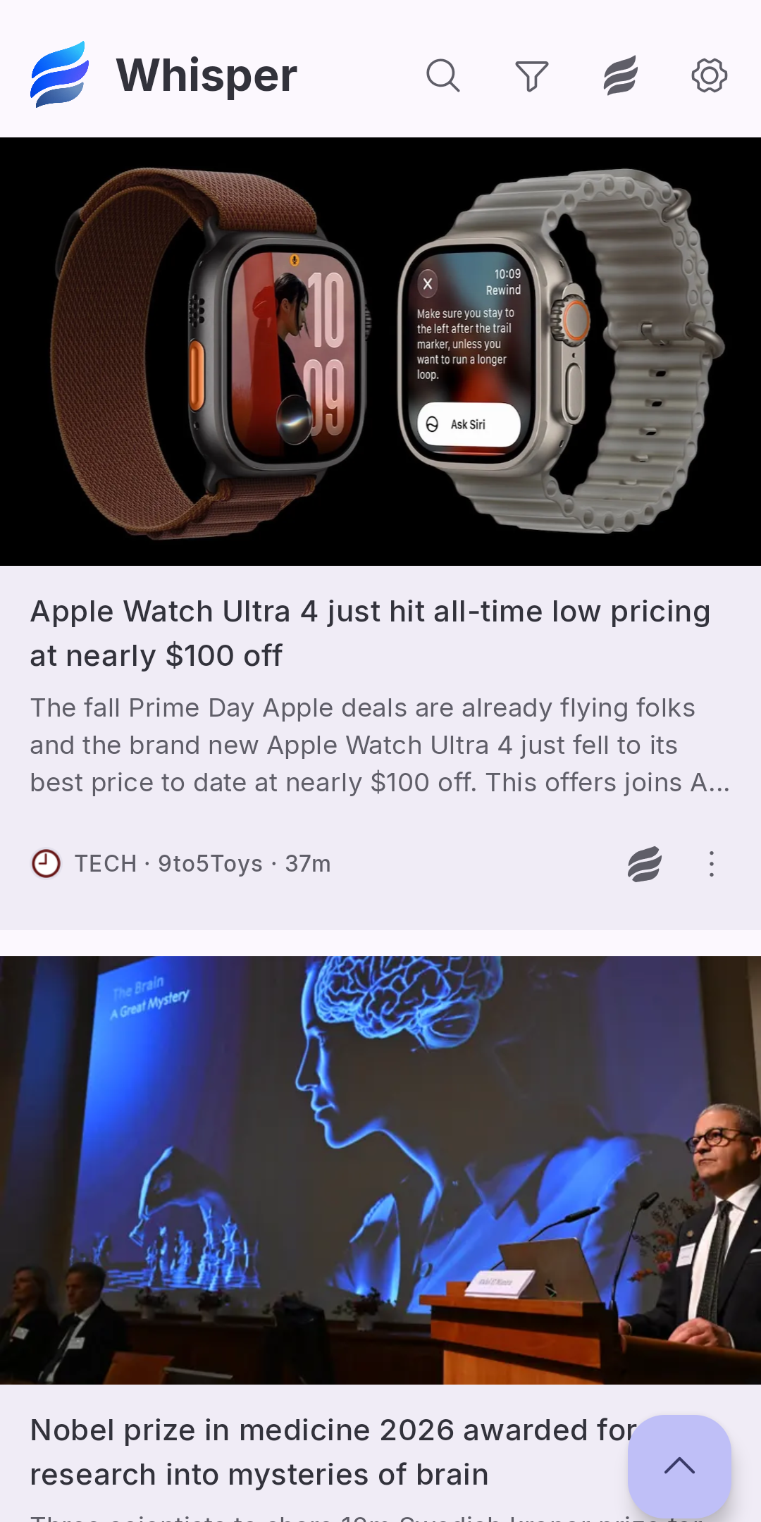Whisper: RSS Reader screenshot 1