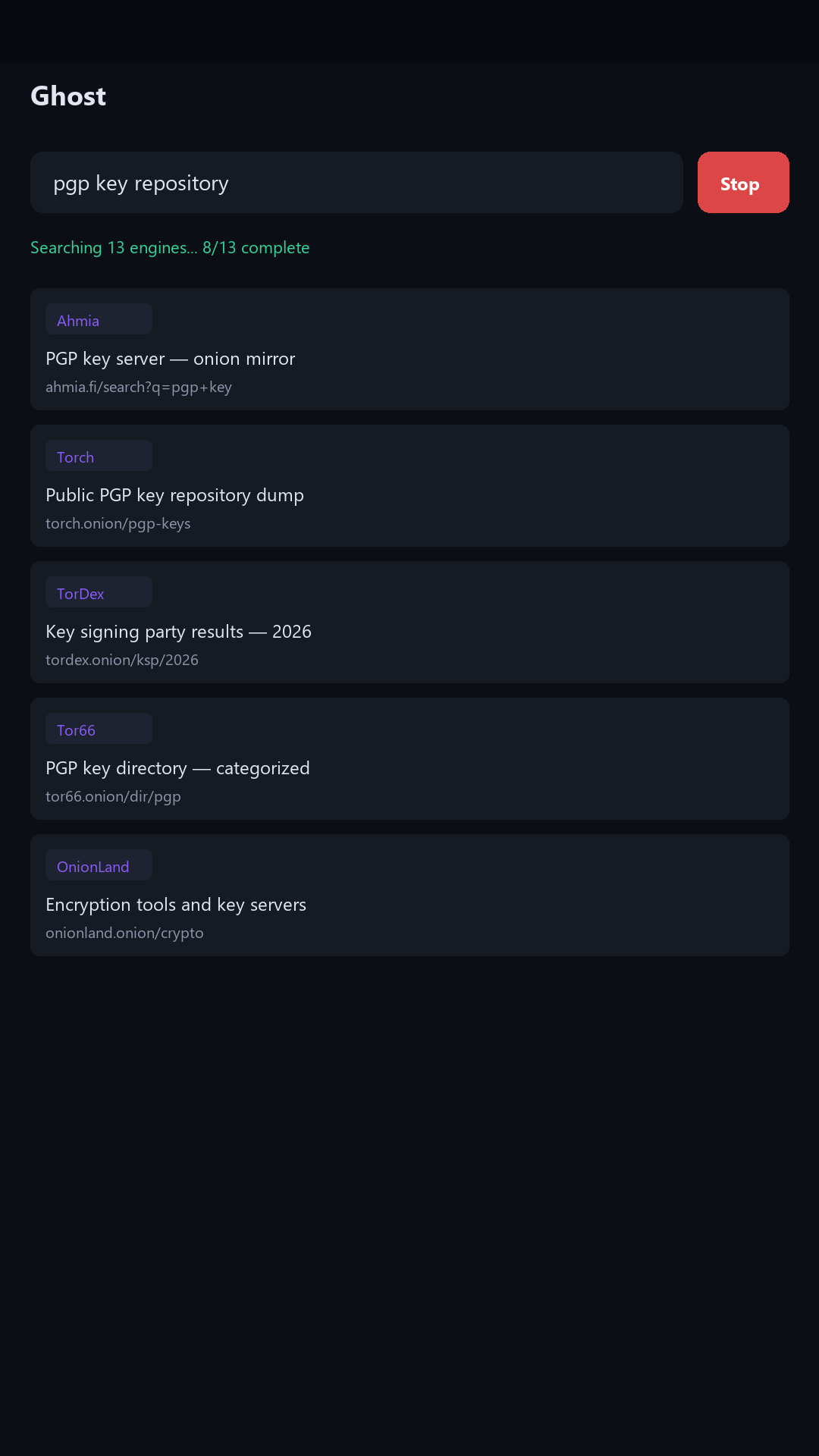 Ghost — Onion Search screenshot 4