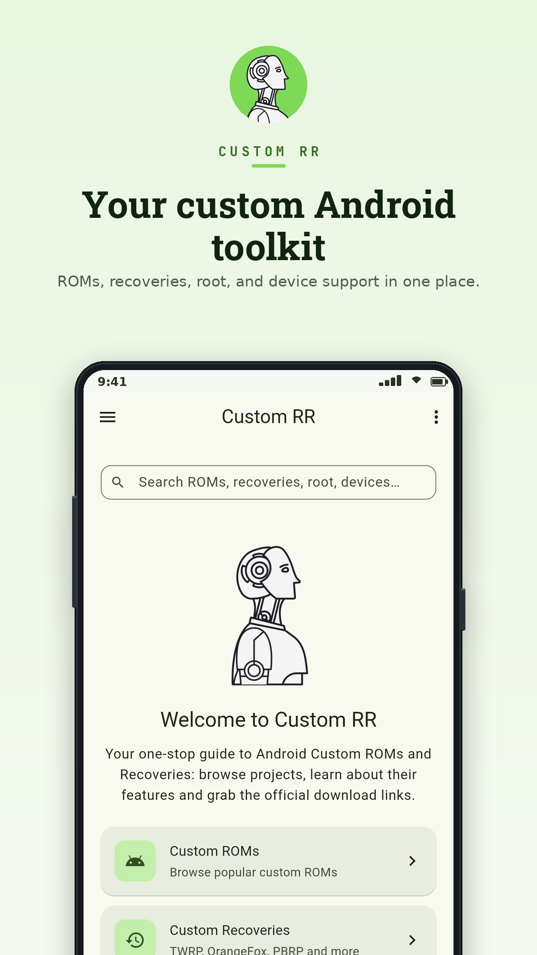 Custom RR: ROMs & Recovery screenshot 1