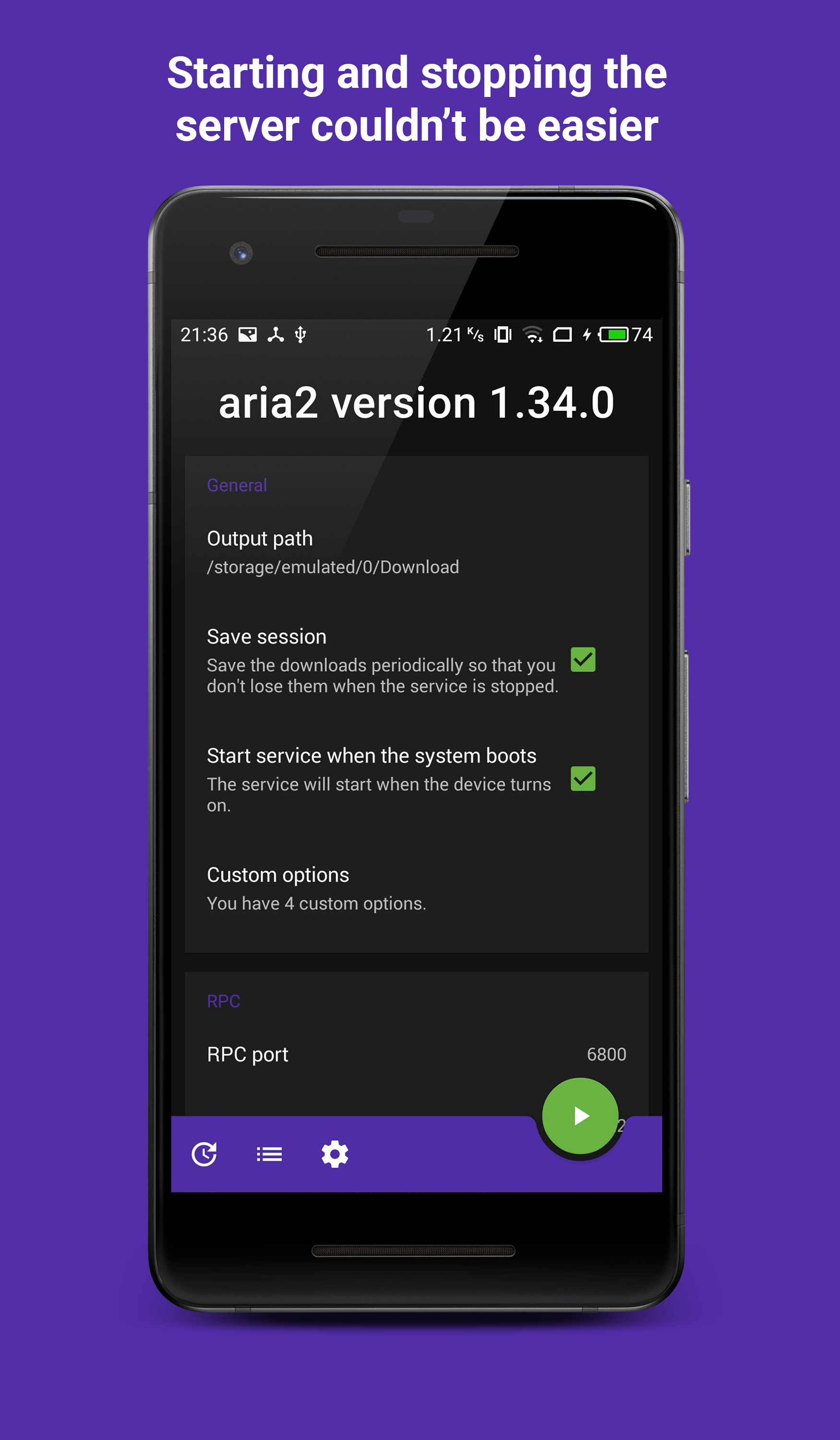 Aria2Android screenshot 1