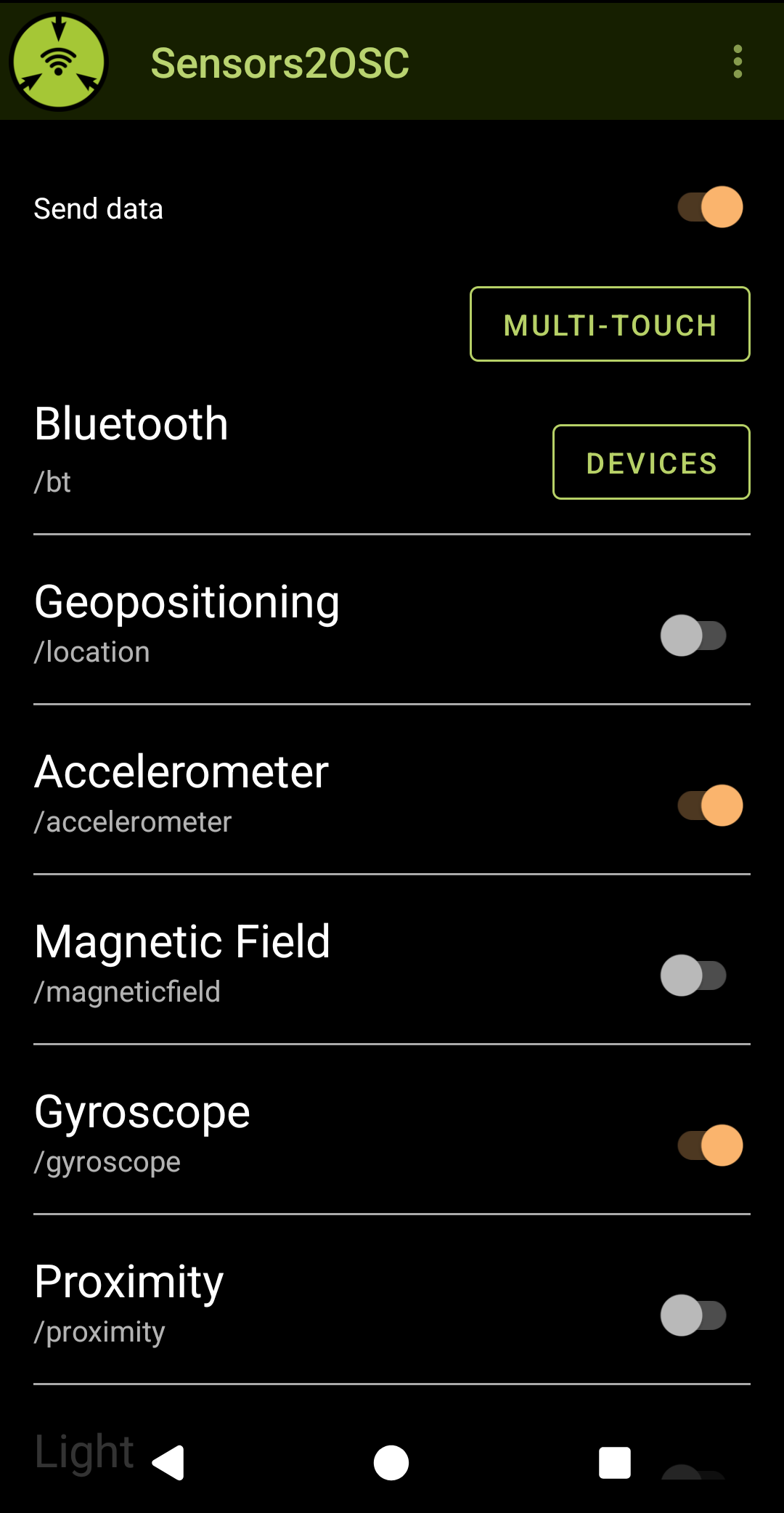 Sensors2OSC screenshot 6