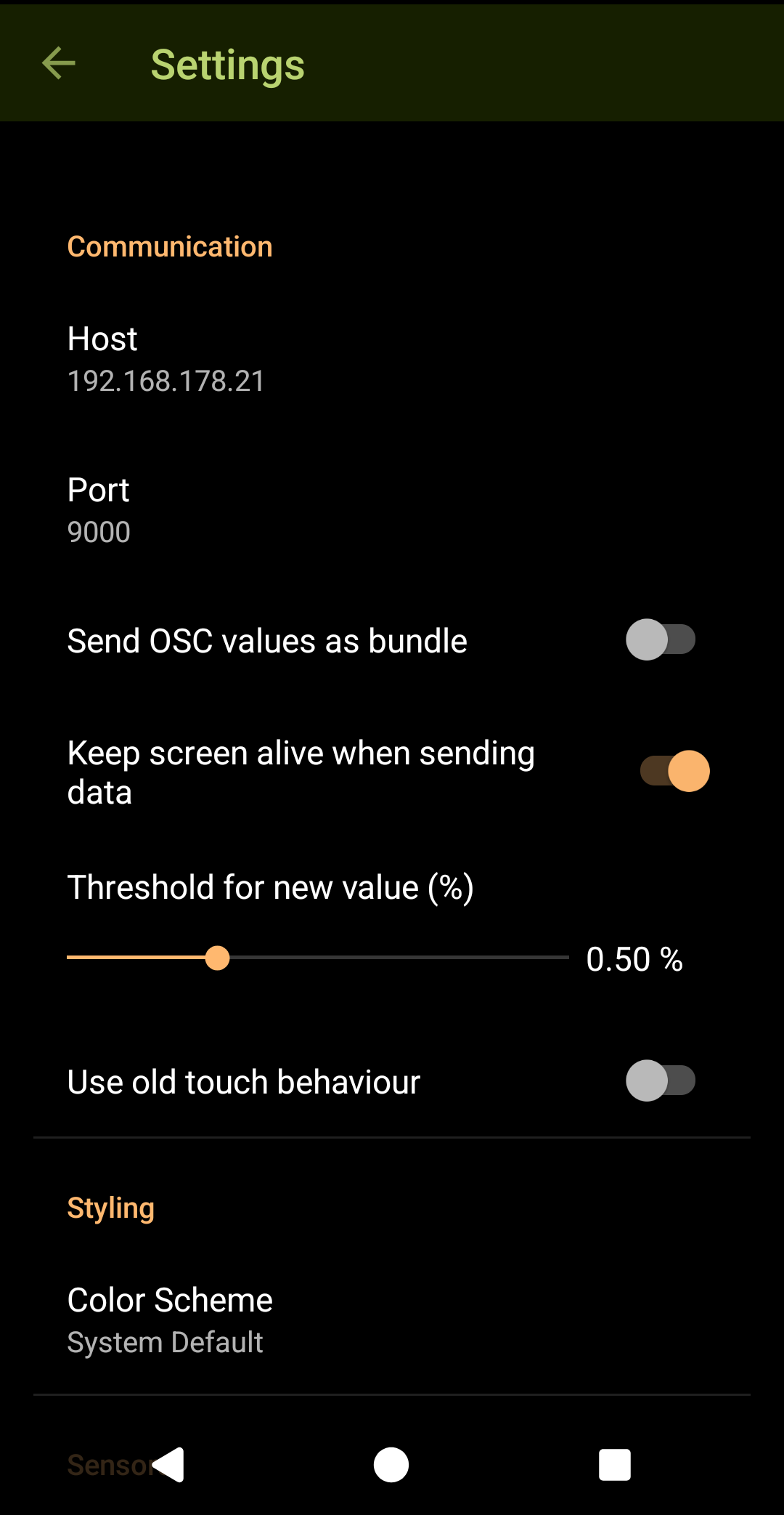 Sensors2OSC screenshot 8