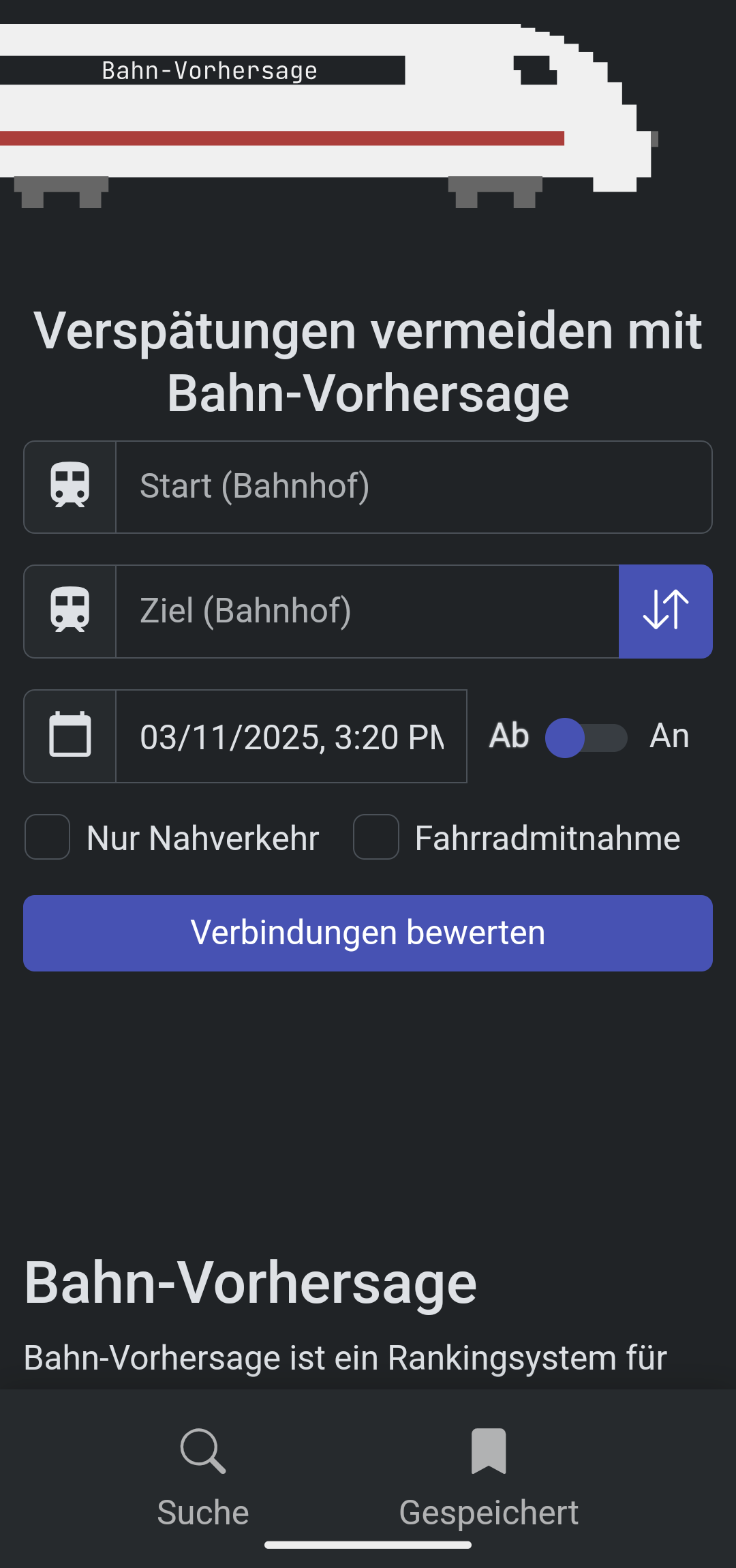 Bahn-Vorhersage screenshot 1