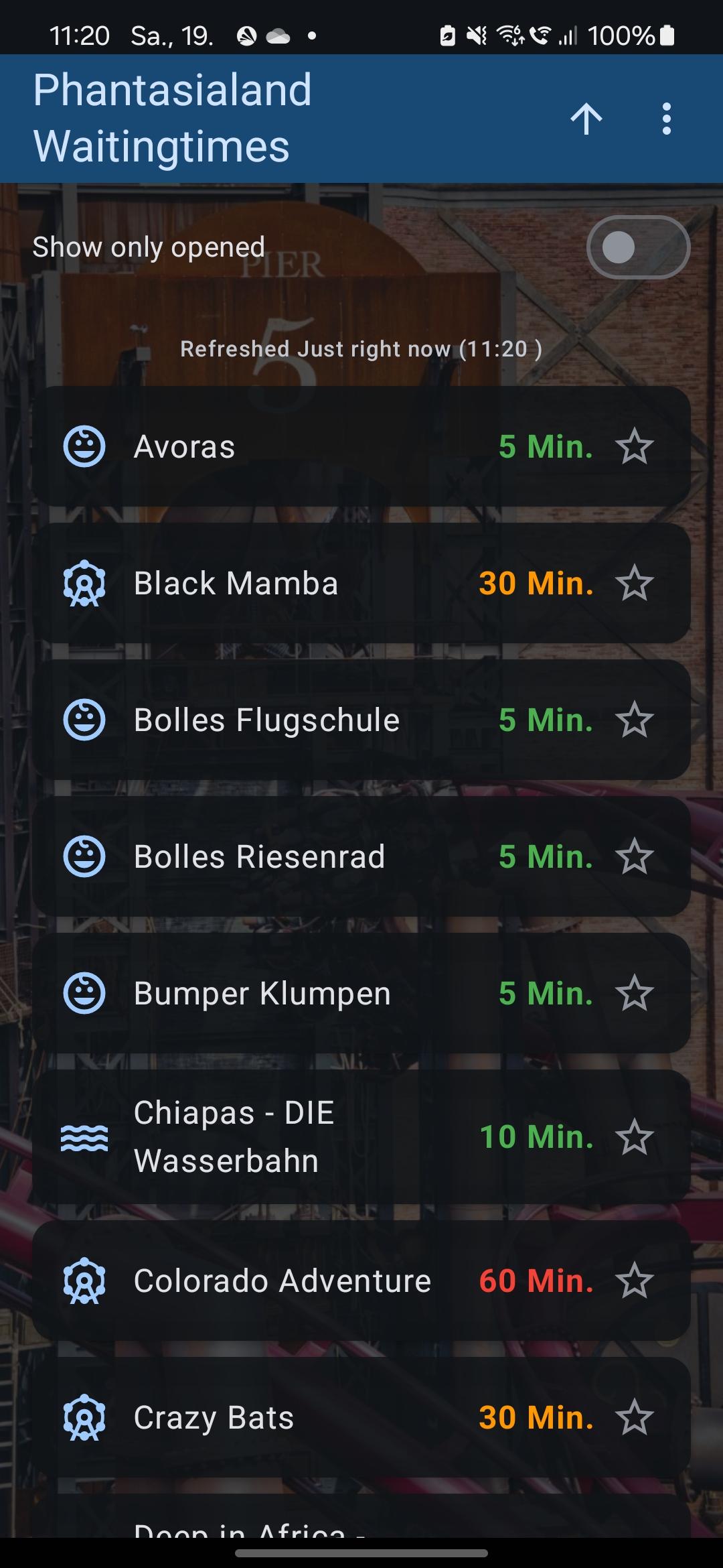 Phantasialand Wait Times screenshot 2