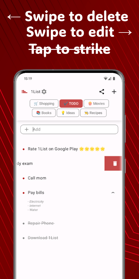 1List - Simple Lists for TODO, Shopping, Movies... screenshot 3