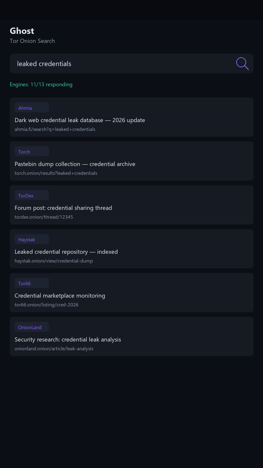 Ghost — Onion Search screenshot 1