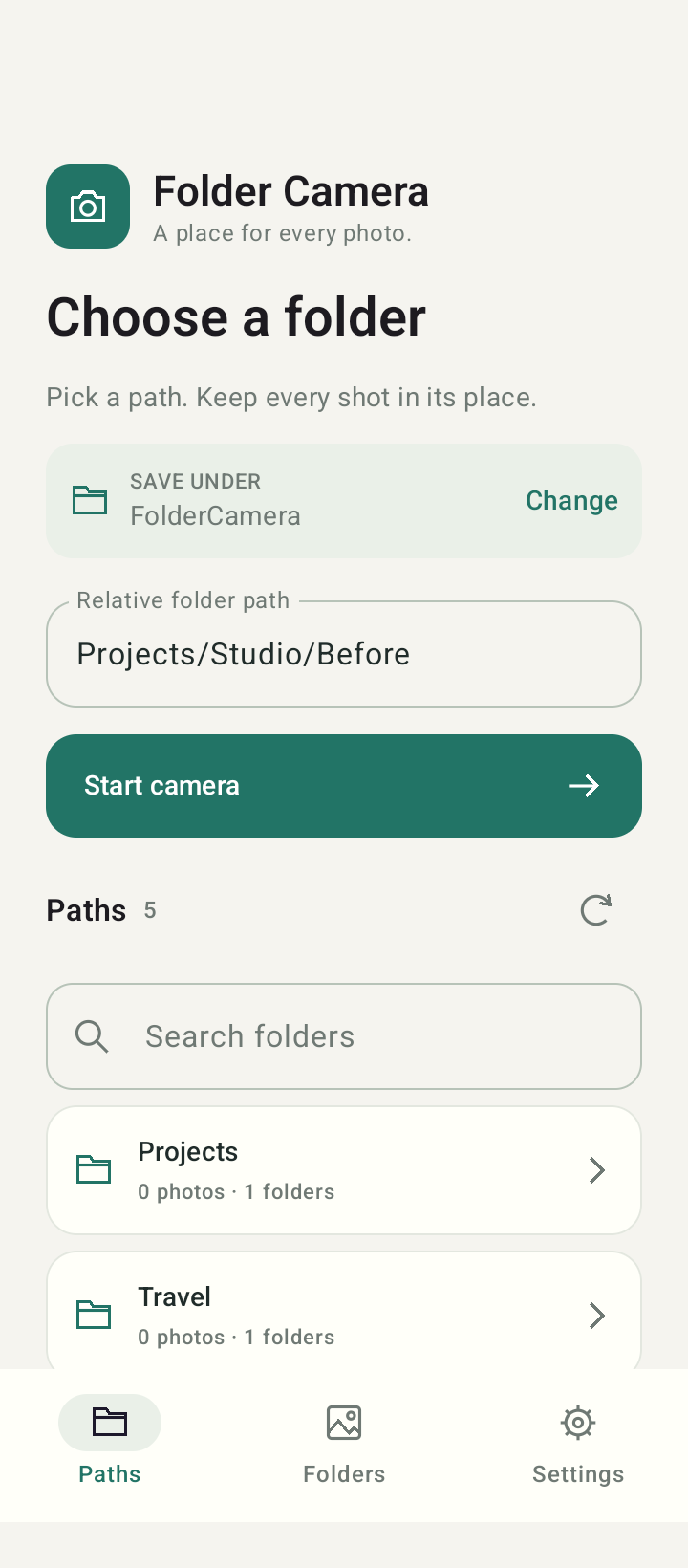Folder Camera screenshot 1