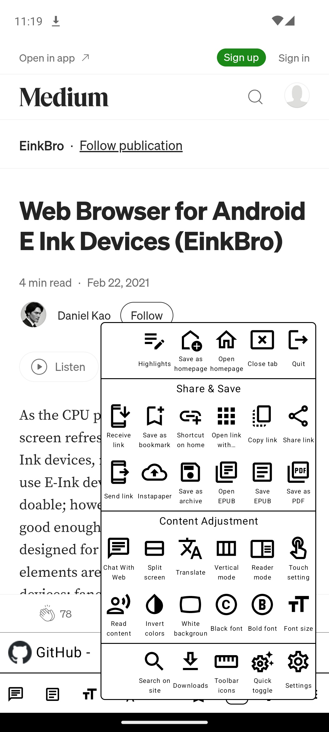EinkBro screenshot 4