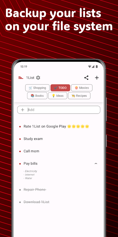 1List - Simple Lists for TODO, Shopping, Movies... screenshot 5