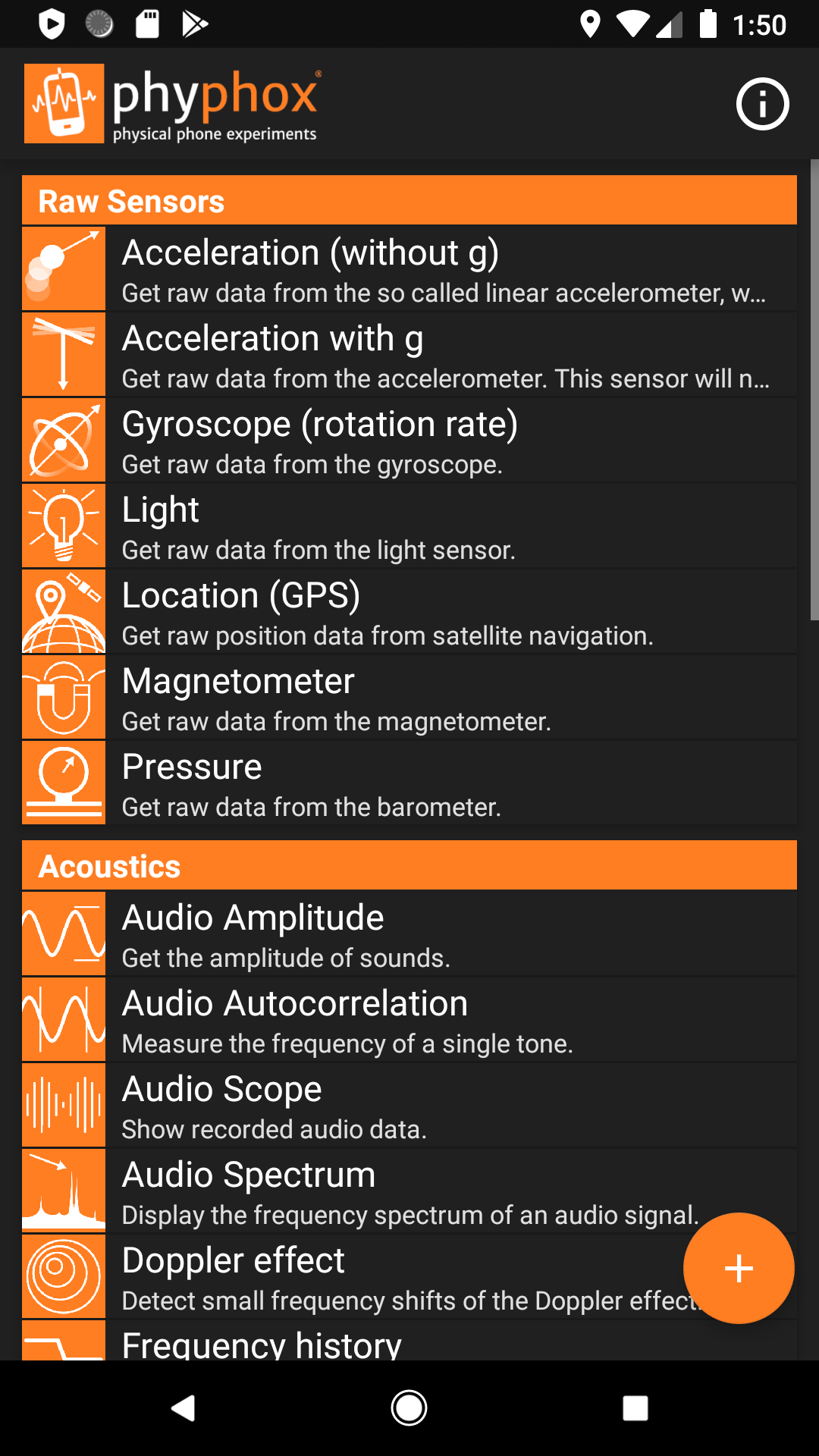 phyphox screenshot 7