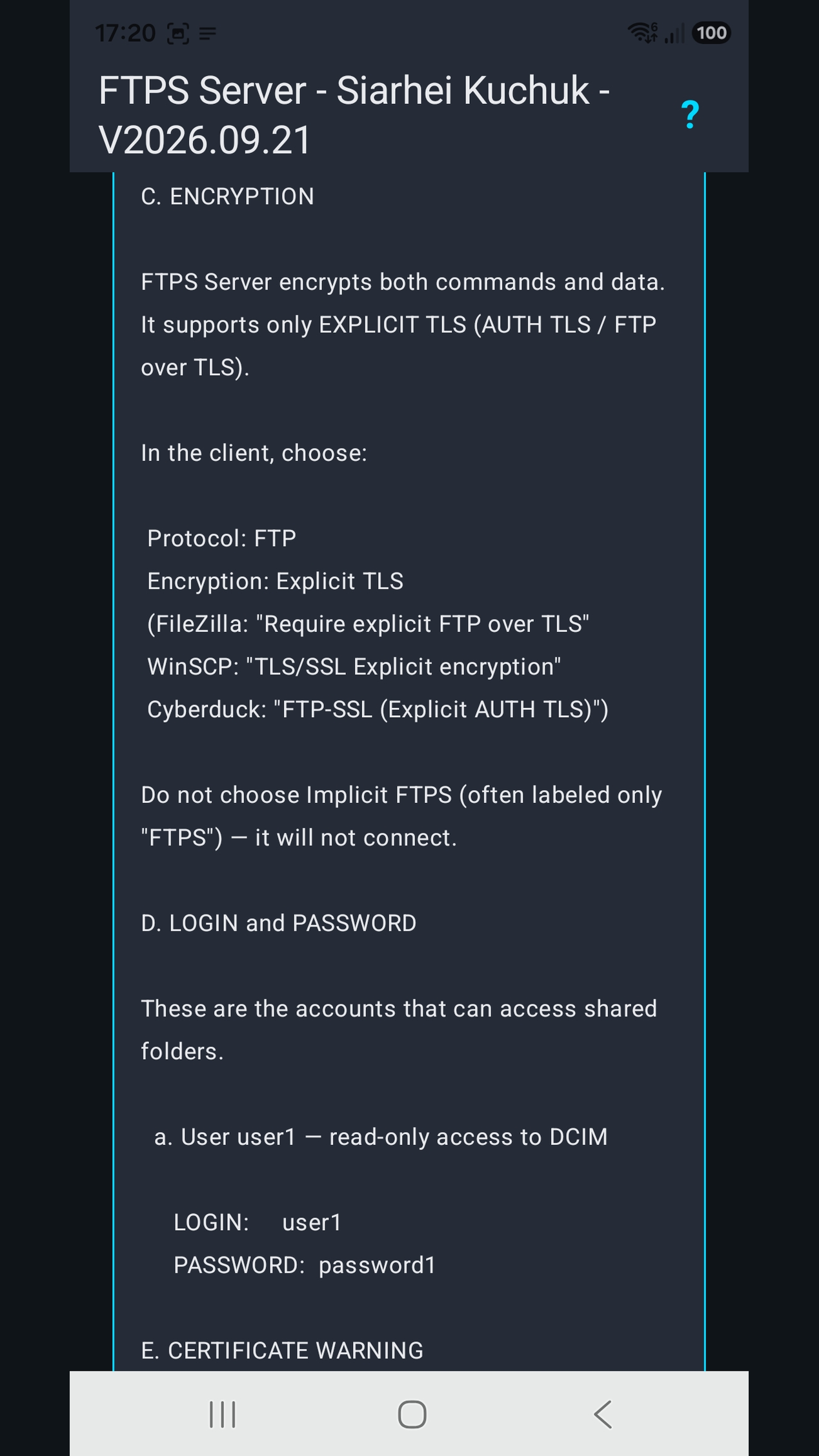FTPS Server screenshot 5
