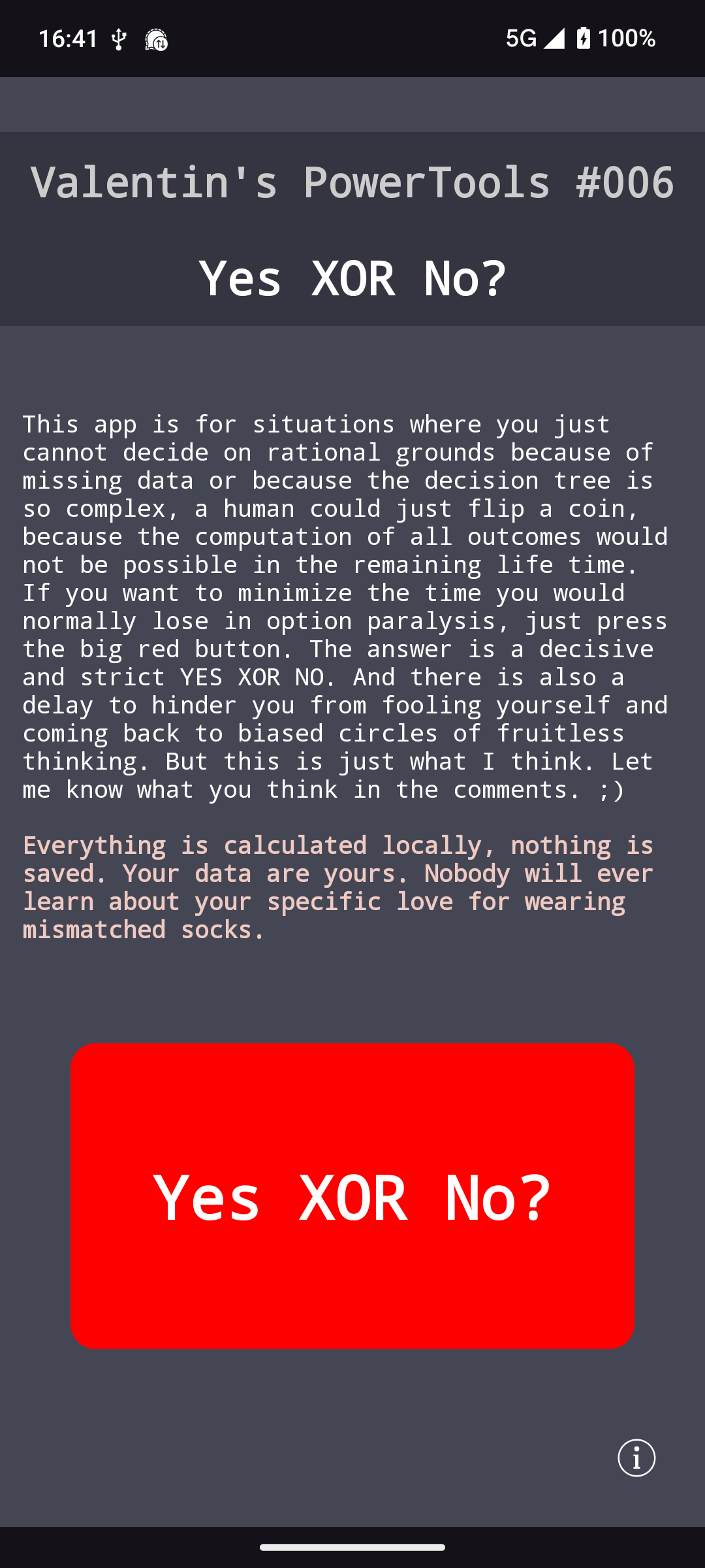 Valentin's PowerTools #006 - Yes XOR No? screenshot 1