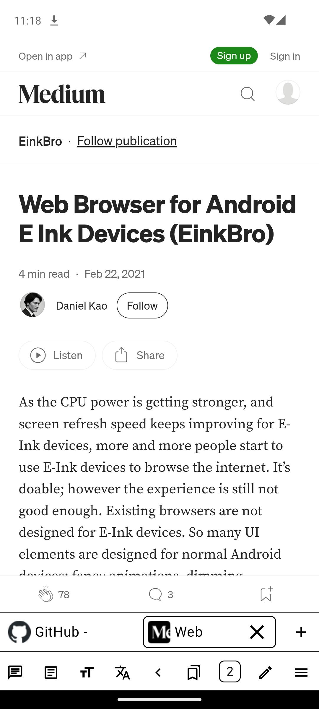EinkBro screenshot 1