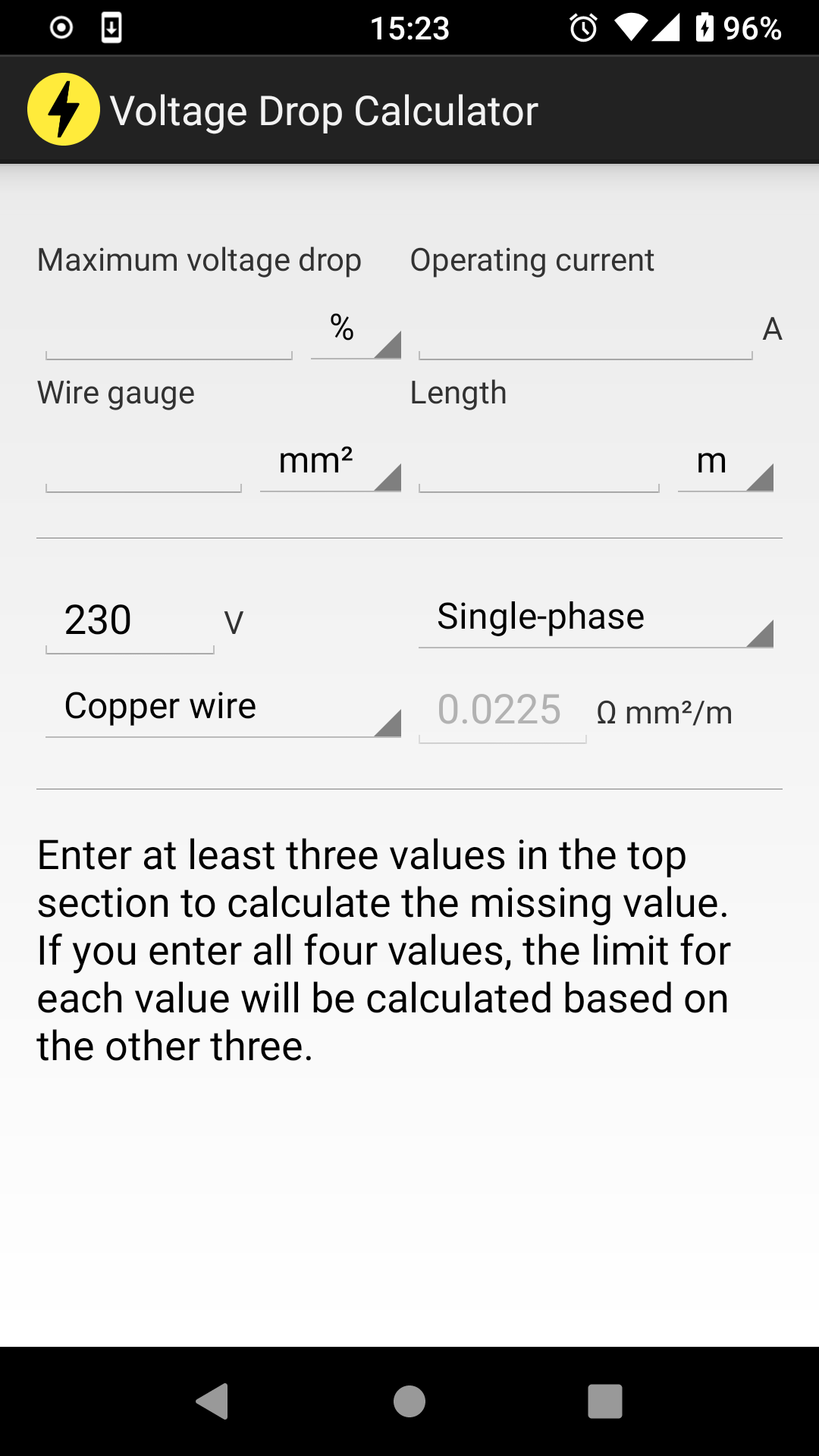 Voltage Drop Calculator screenshot 1