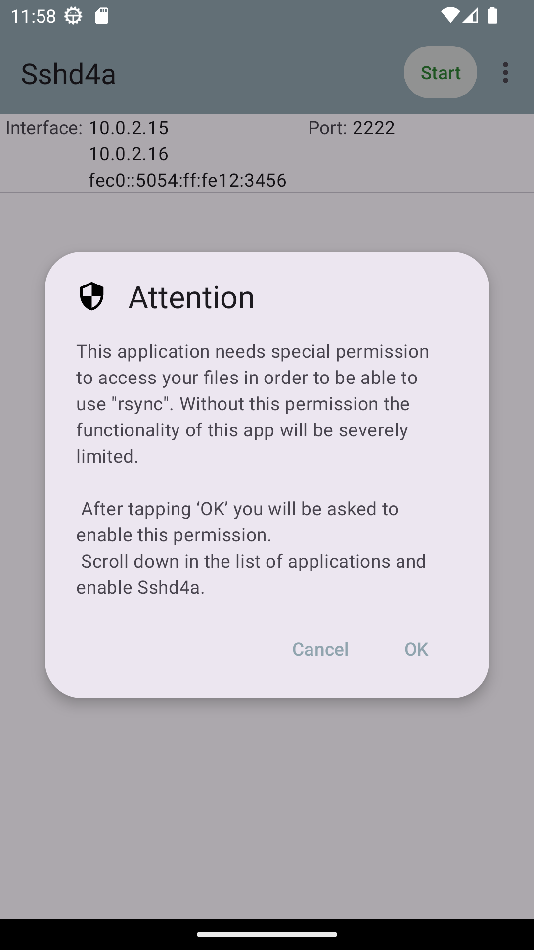 Sshd4a screenshot 1
