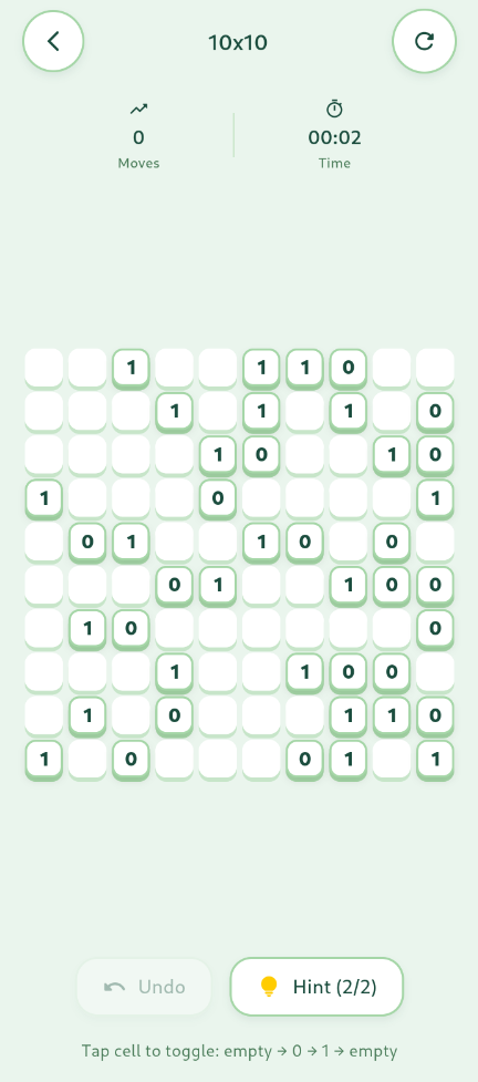 Binary Puzzle screenshot 3