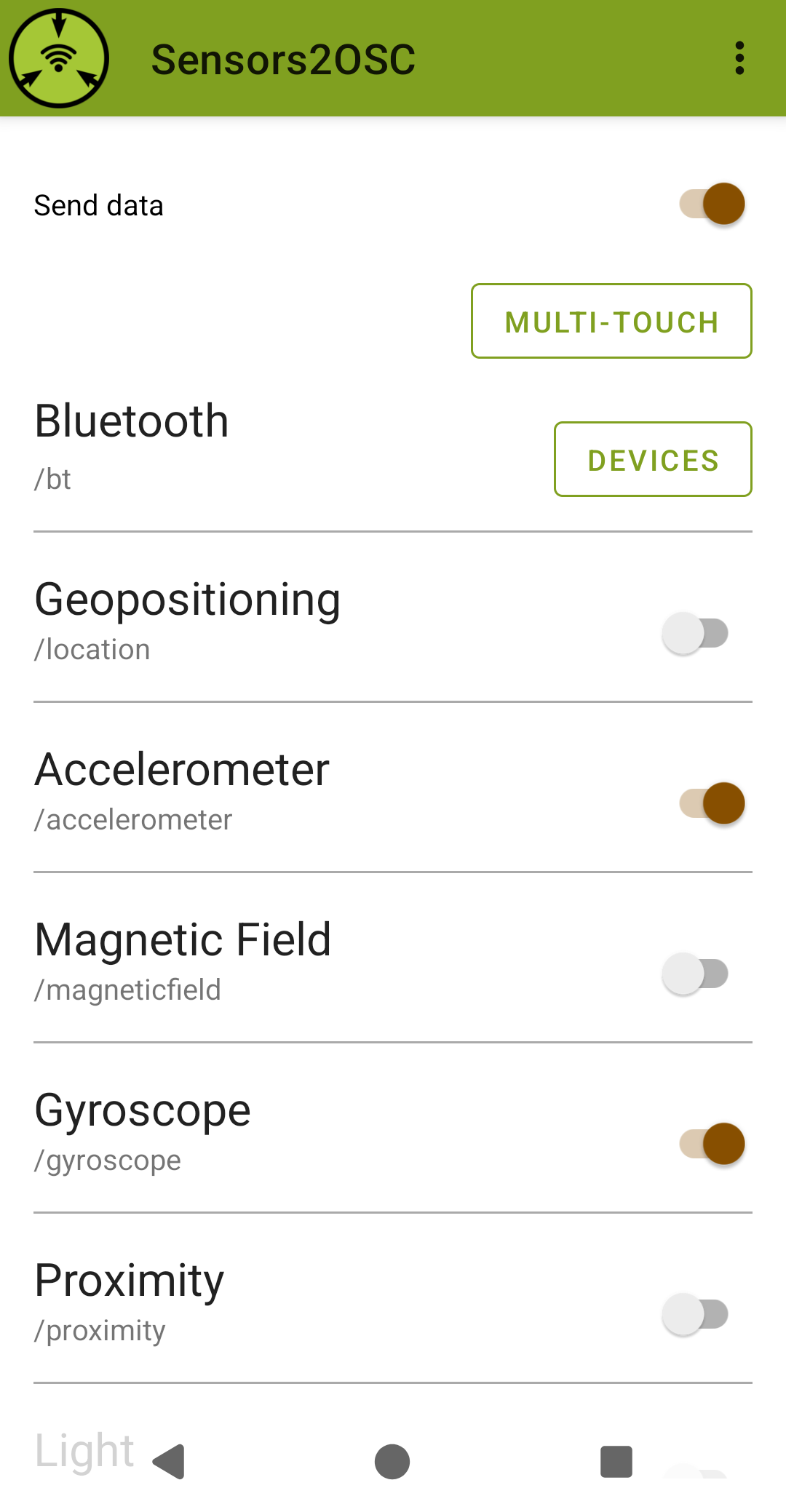 Sensors2OSC screenshot 1
