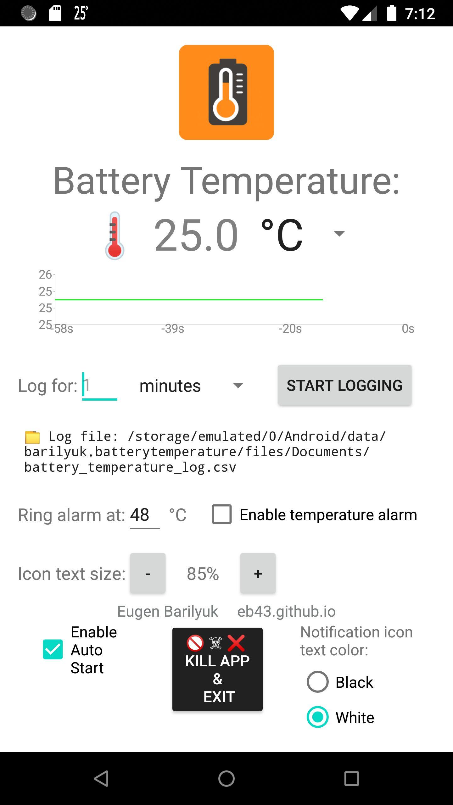 BatteryTemperatureDisplay screenshot 1