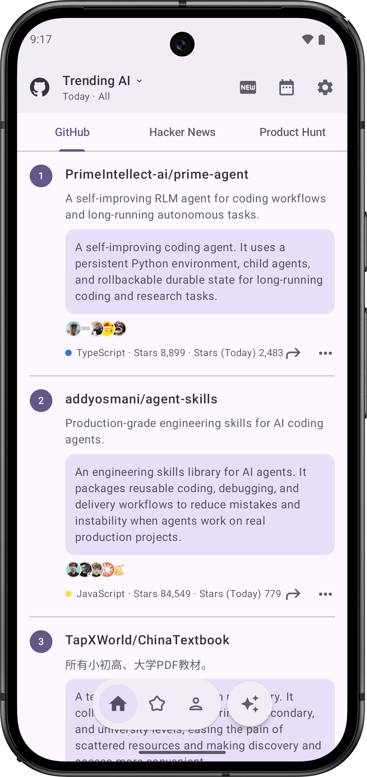 GitHub Trending & Hacker News screenshot 1