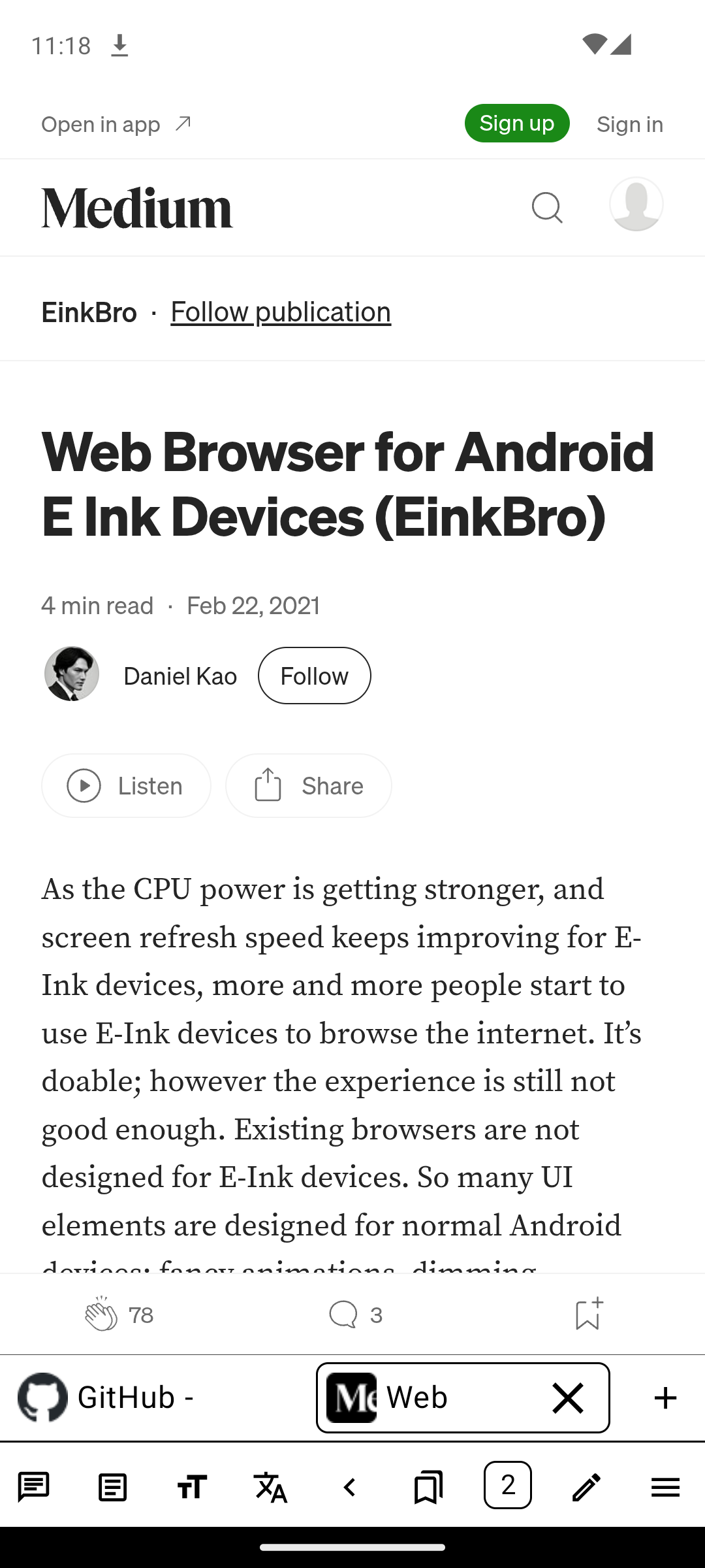 EinkBro screenshot 2
