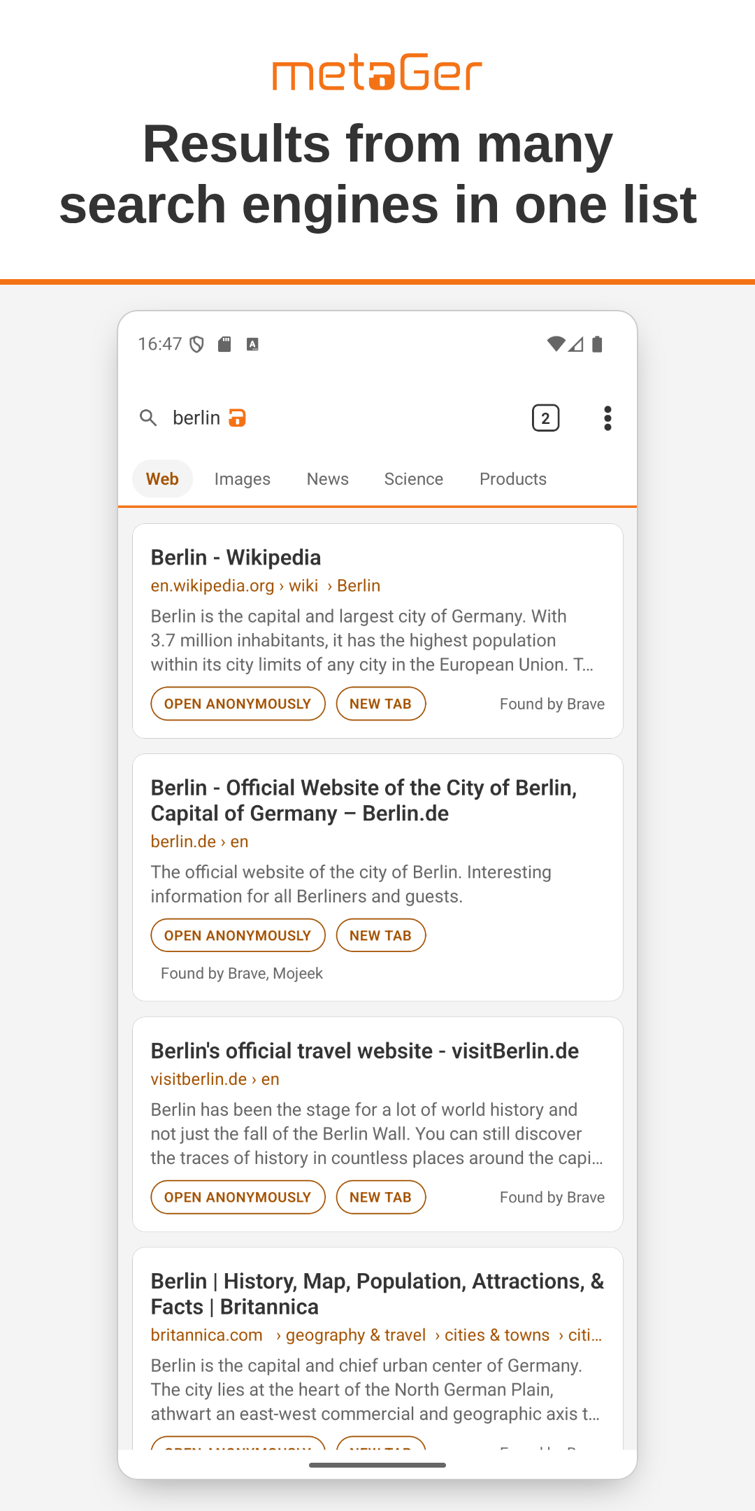 MetaGer: Search & Browser screenshot 3