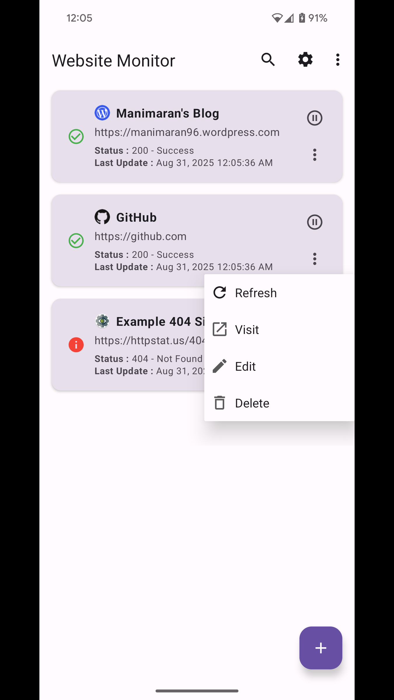 Website Monitor screenshot 1