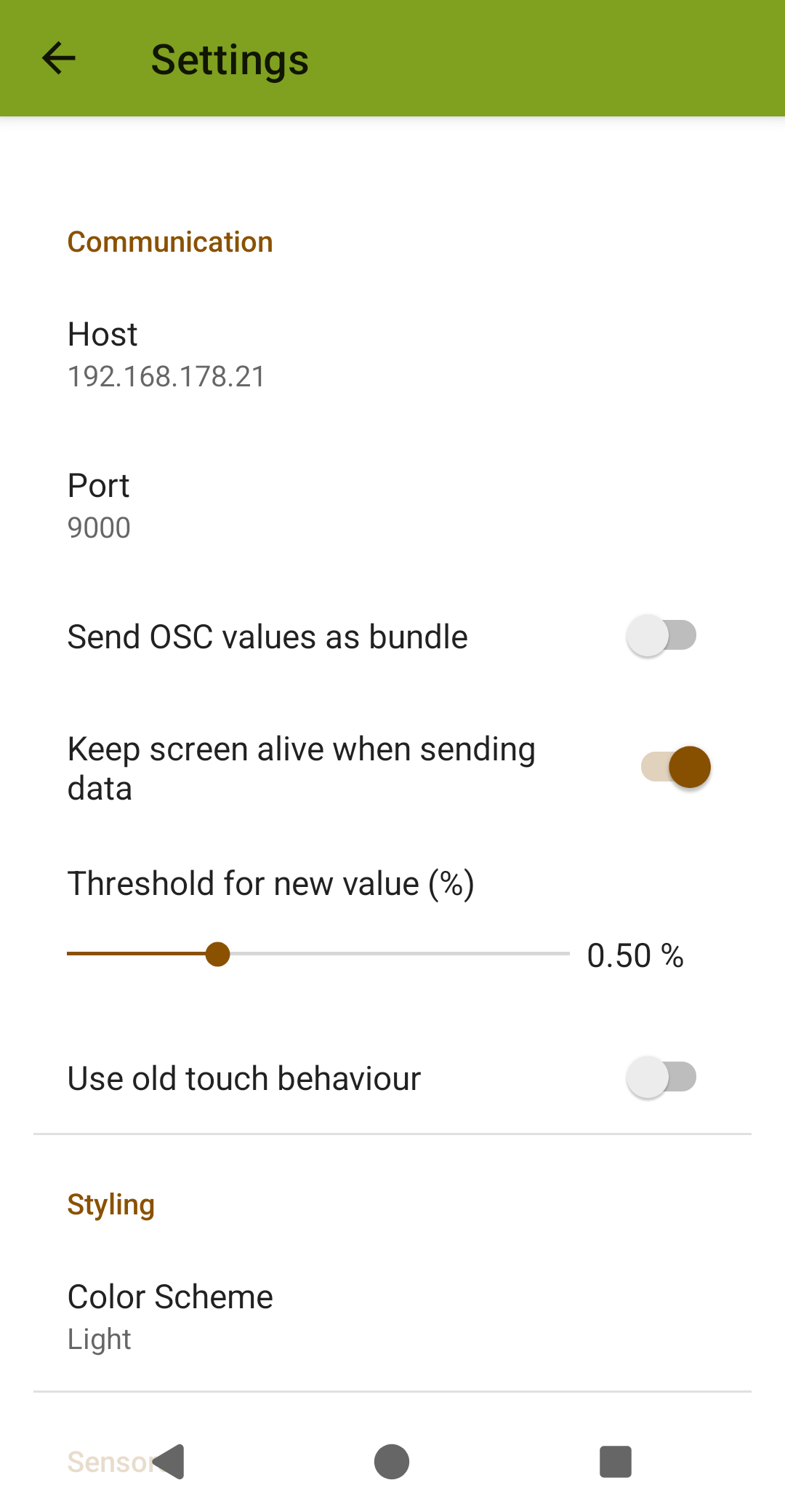 Sensors2OSC screenshot 5