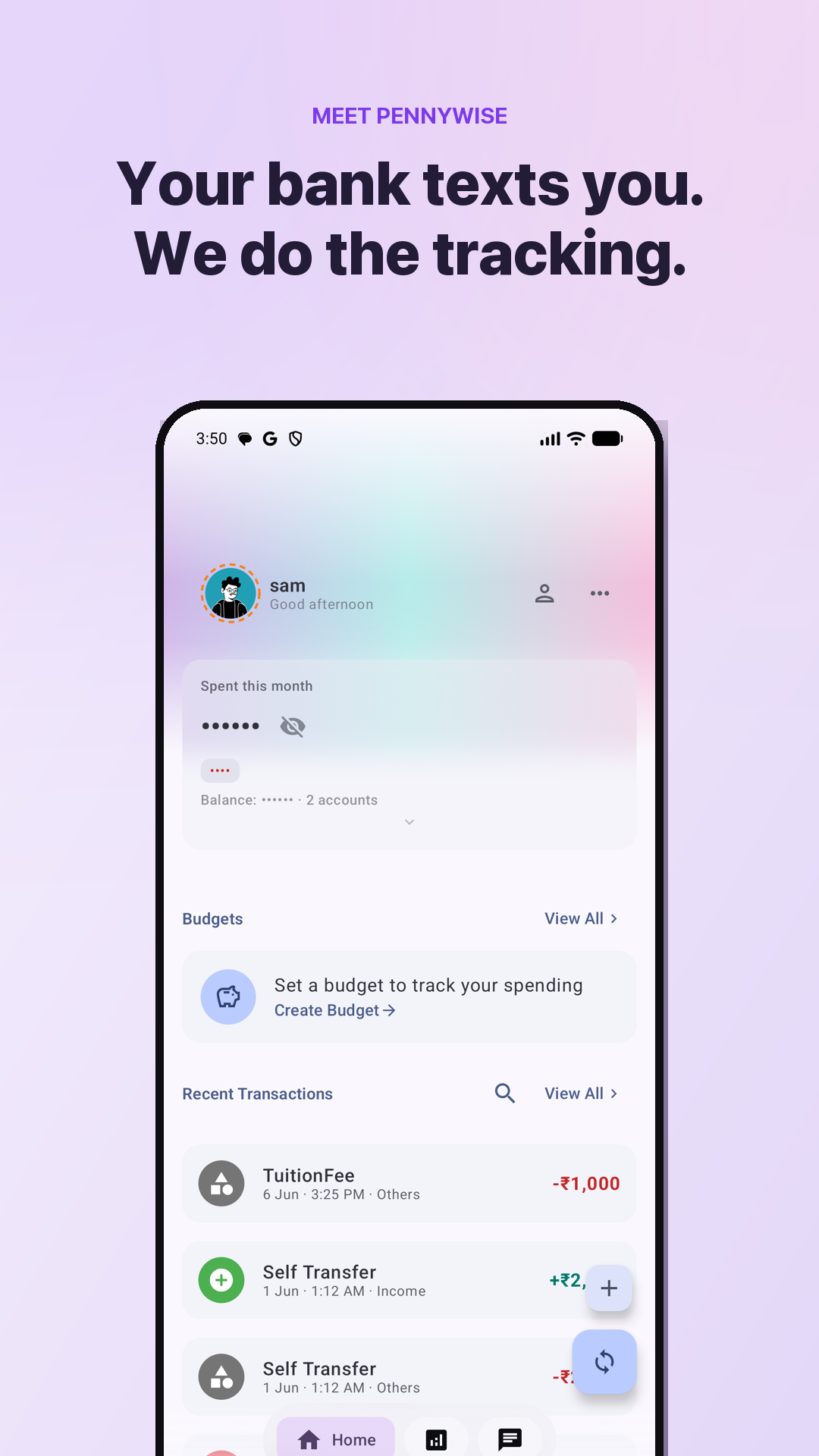 PennyWise: SMS Expense Tracker screenshot 1
