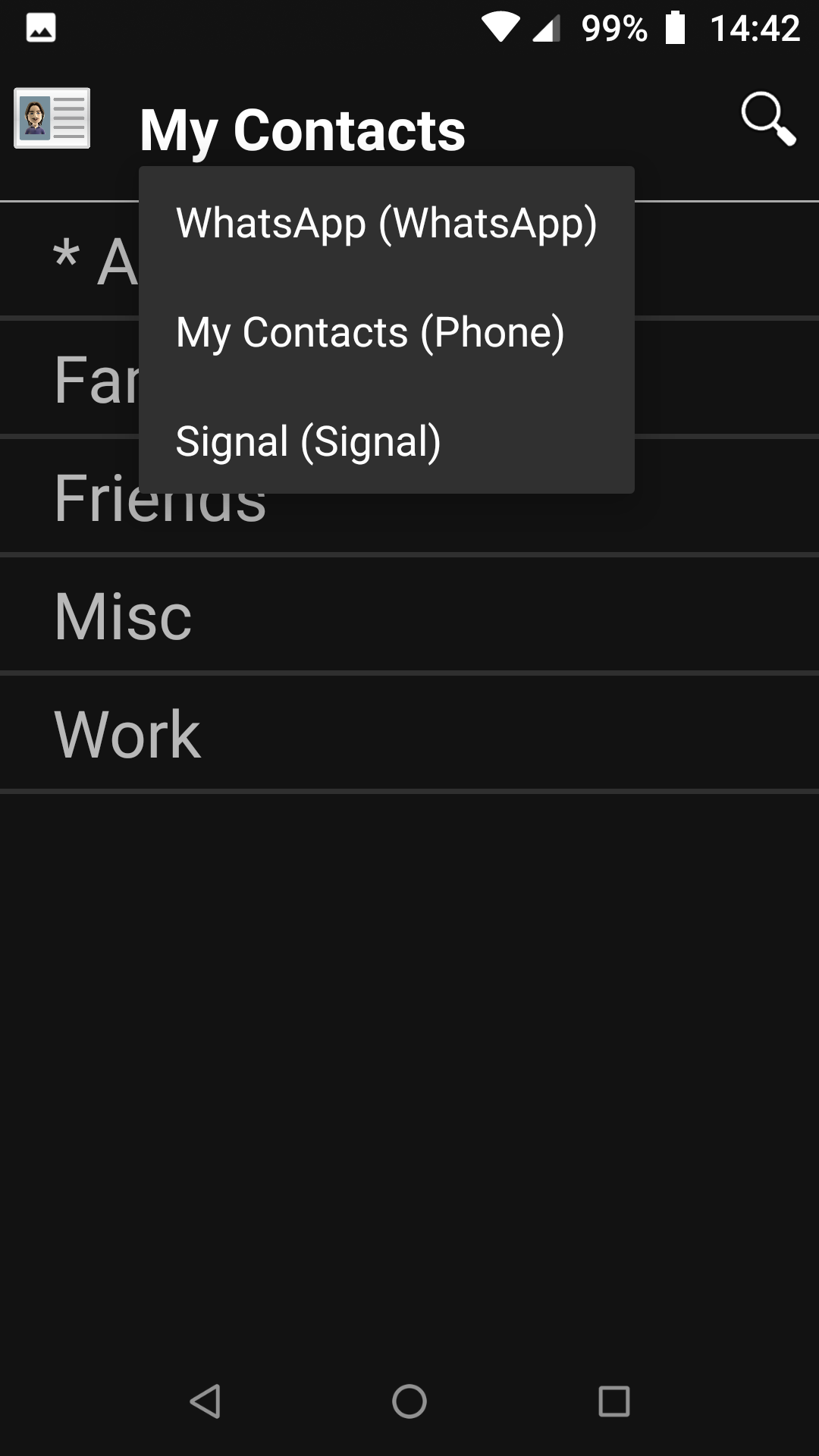 Contacts screenshot 1